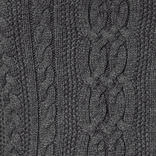 Amazon Essentials Women's Regular Fit Soft Cotton Cable Knit Ribbed Crewneck Sweater (Available in Plus Size), Charcoal Heather, Large - image 6