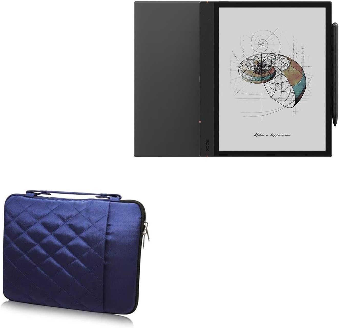 BoxWave Case Compatible with Boox Note Air 4 C - Quilted Carrying Bag, Soft Synthetic Leather Cover w/Diamond Design - Navy