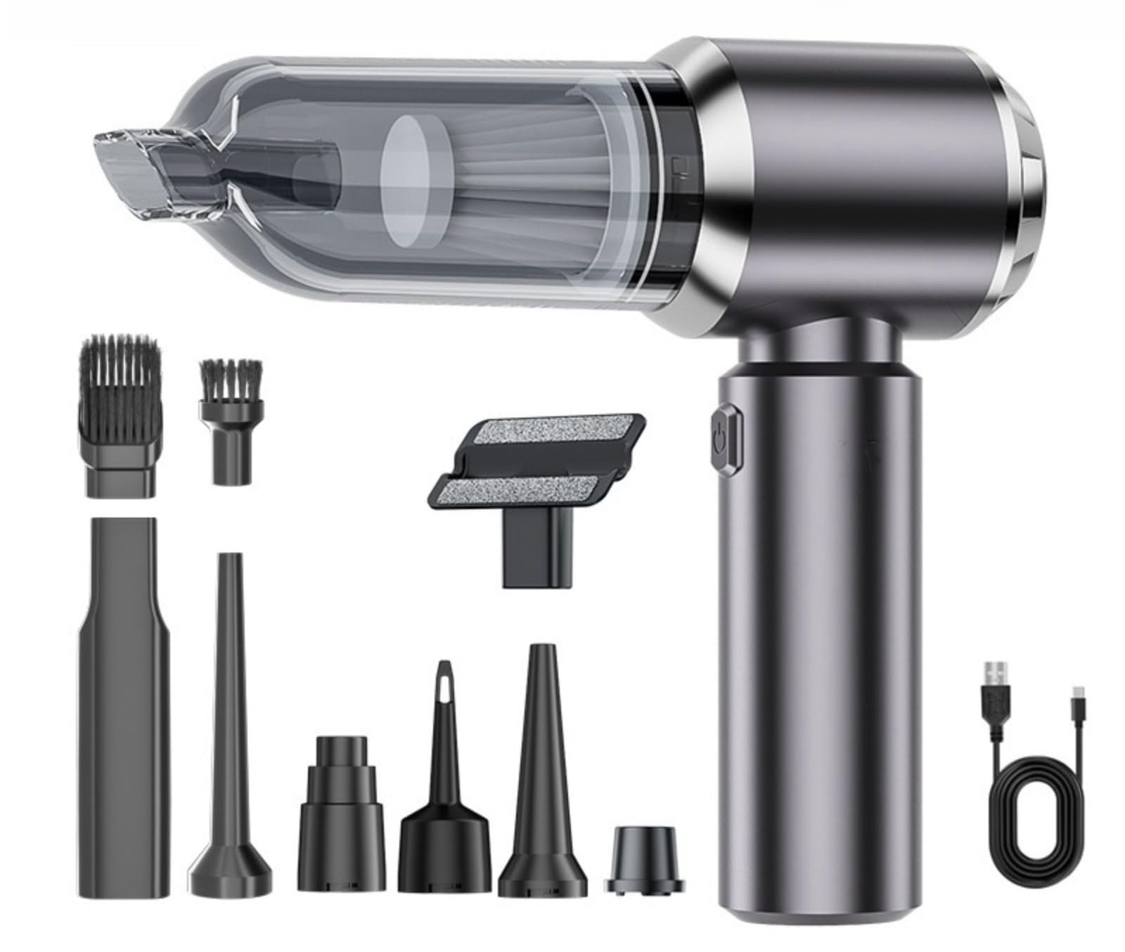 Generico Aspirabriciole Senza Fili, 20000Pa 4 in 1 Aspirapolvere Auto Portatile,Aspiratore e Soffiatore con Motore Brushless,USB C Mini Aspirapolvere Potente per Auto Casa Ufficio Peli di Domestici
