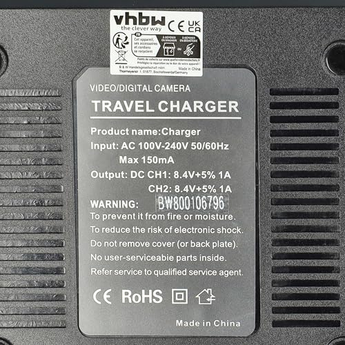 vhbw Cargador Dual Compatible con Sony Handycam DCR-SR37(E), DCR-SR38(E) batería de cámara - Soporte + Adaptador Coche - imagen 5