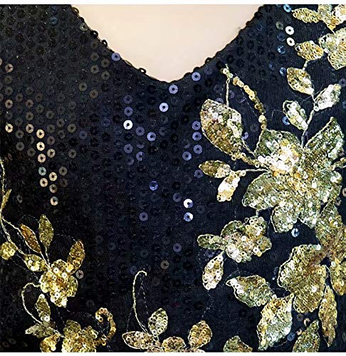Gold Flower Applique Pageant Dresses Toddler Mermaid Little Girls Special Occasion Dress Black/Gold 7 #TOP4