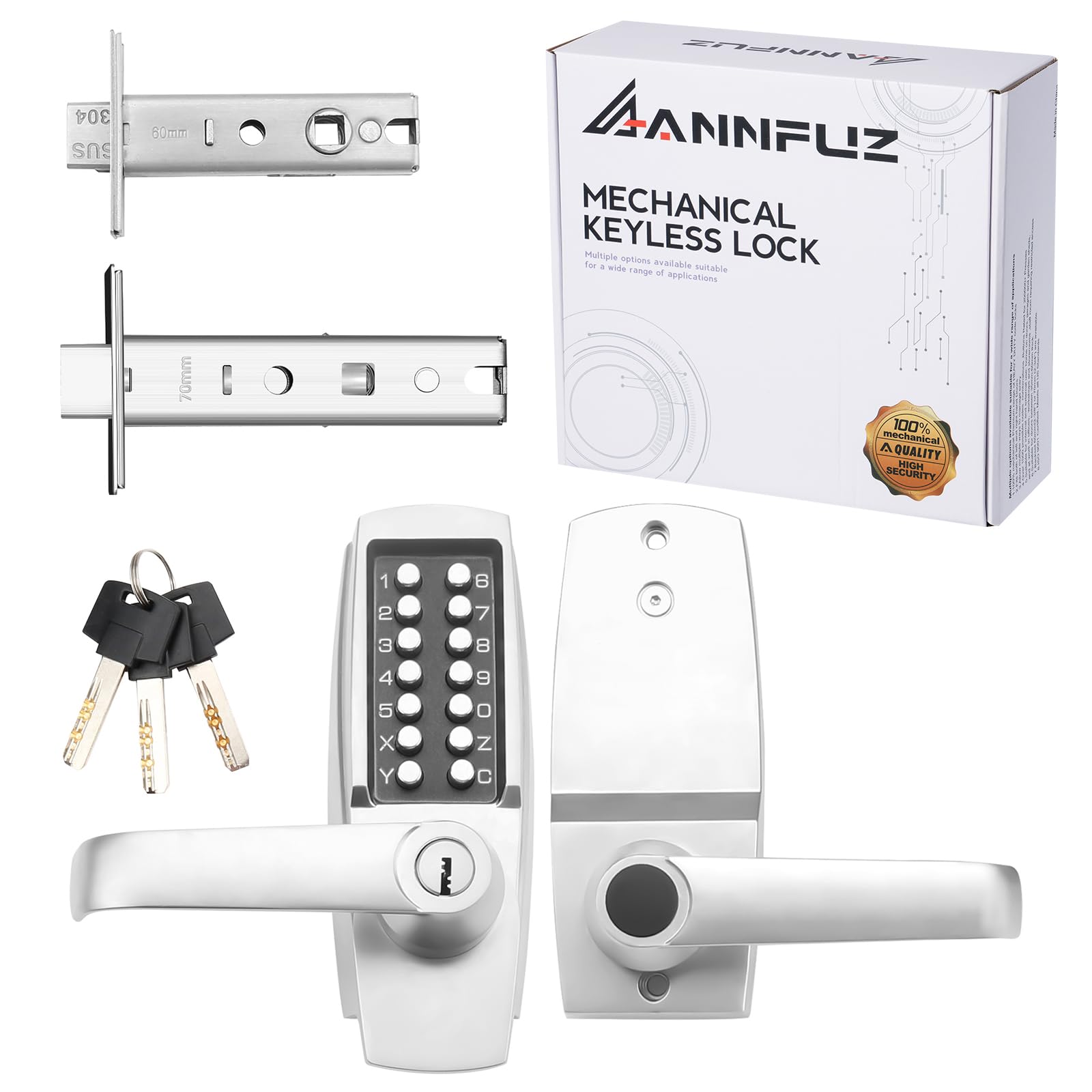 キーパッドドアノブ 鍵付き キーレスエントリードアロック コードロック Amazon.co.jp: ANNFUZ 100%メカニカルキーレスエントリードア