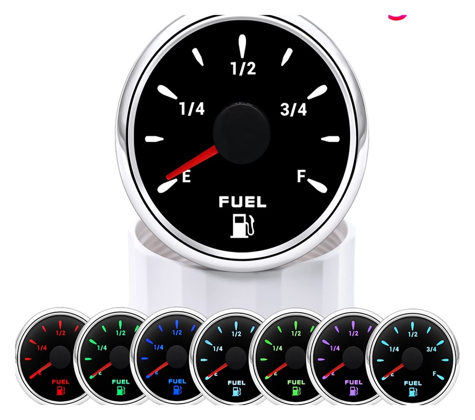 Cfwwsaq W Liquid Level Meter, 7 Color Backlight 52Mm Fuel Level Gauge 0-190 Ohm Ater Tank Gauge Meter Indicator 240-33 Ohm Oil Level Meter Auto Car Gauge(Bs 240-33 Ohm)
