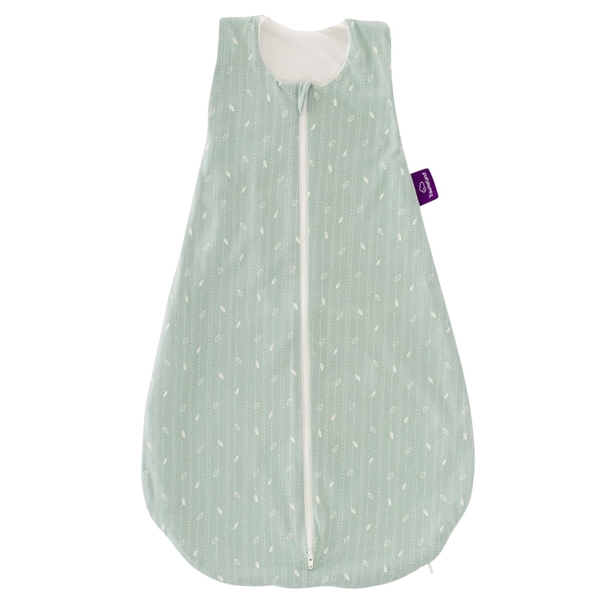 GOTS"Liebmich" Sleeping Bag, Mint Leaves Design, Size 60 - Controlled and Certified Manufacturing Chain According to Worldwide