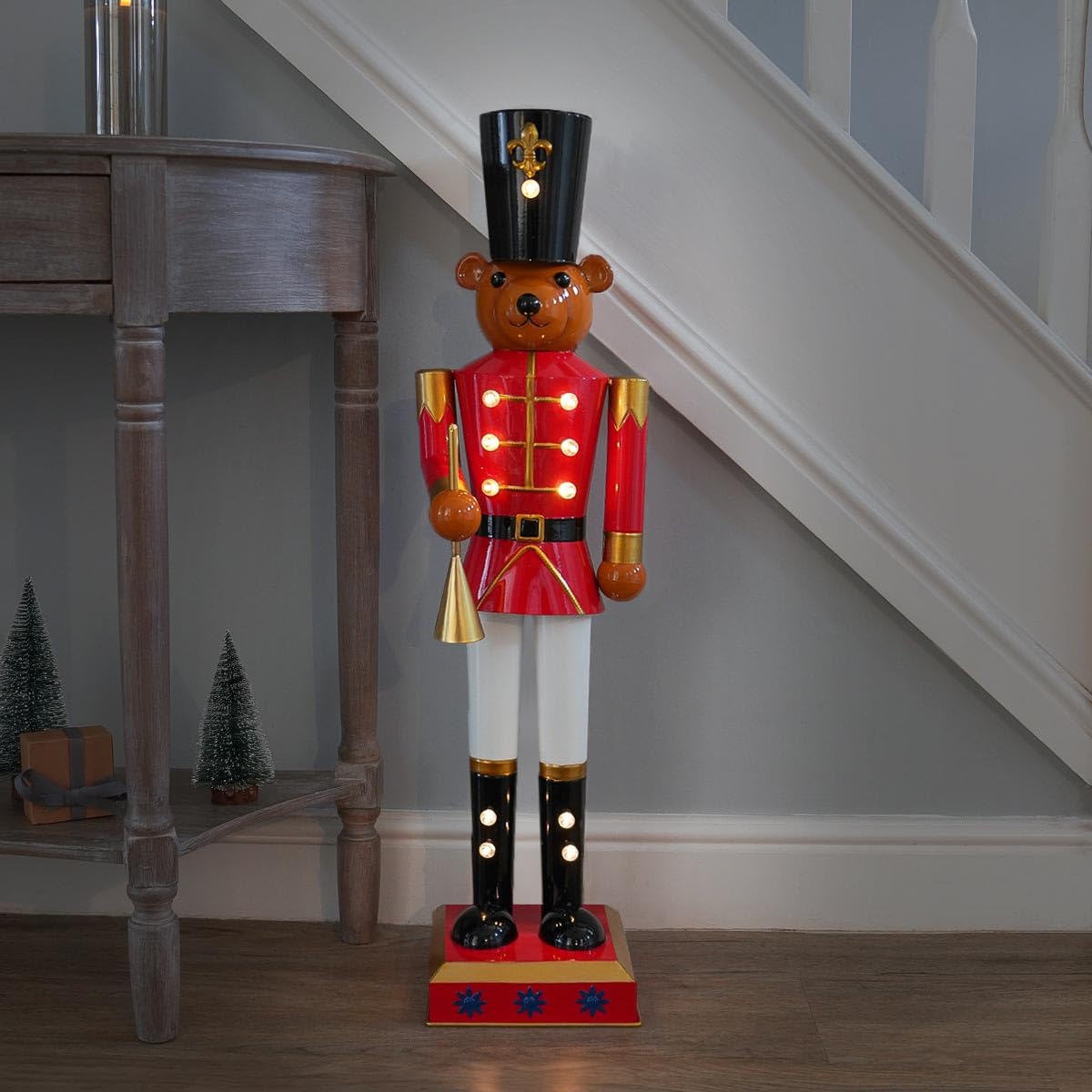 Festive Lights Figurine de Noël en métal peinte à la main avec LED Rouge/blanc 80 cm, Décoration Noel