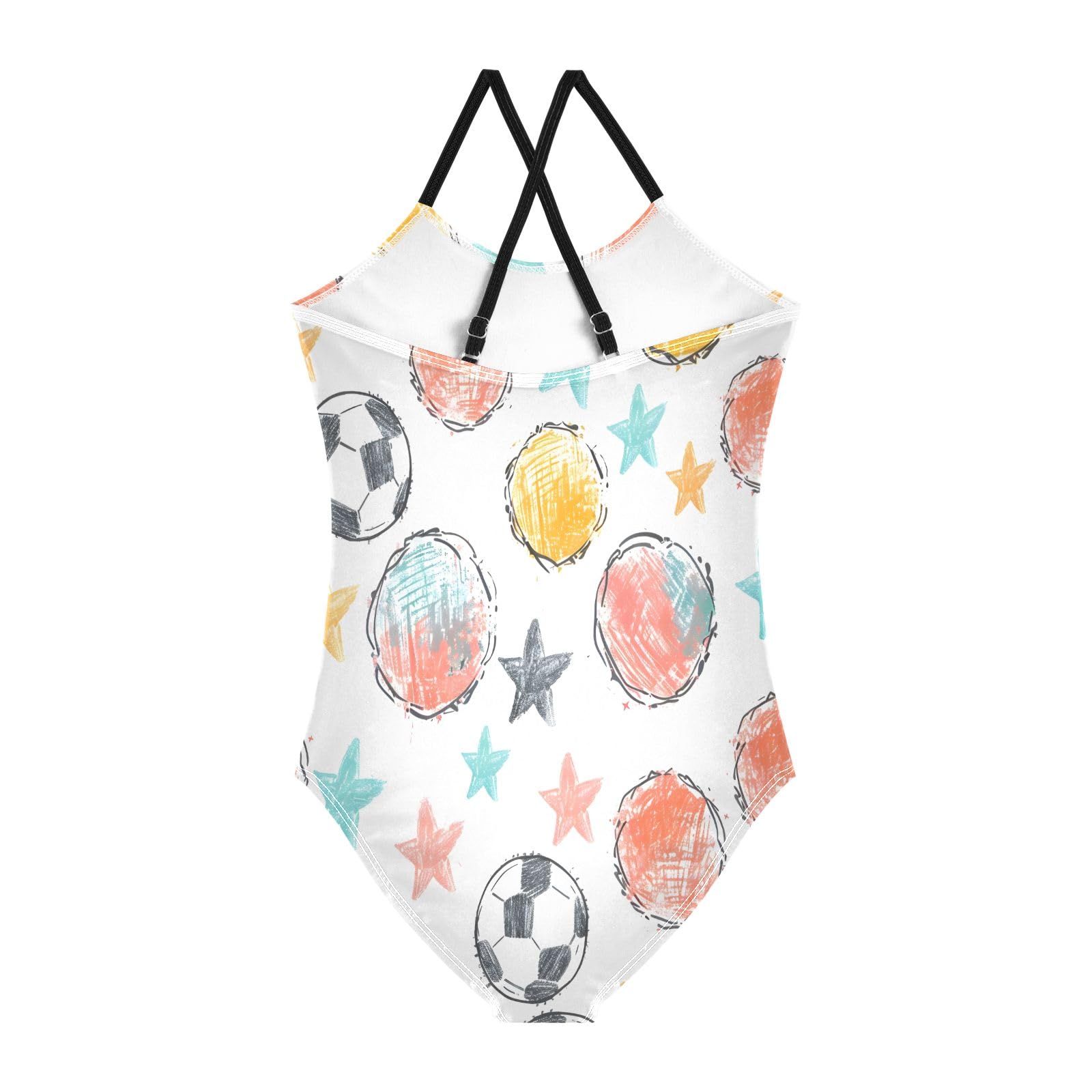 Sketchy Multicolor Balls Pattern Girls One-Piece Swimsuit Beach Swim Bathing Suit