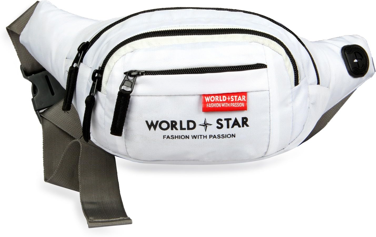 World Star Polyester Waist Pack Travel Handy Hiking Zip Pouch Document Money Phone Belt Sport Bag for Men and Women and Adult | White | Fluffy White Waist Bag