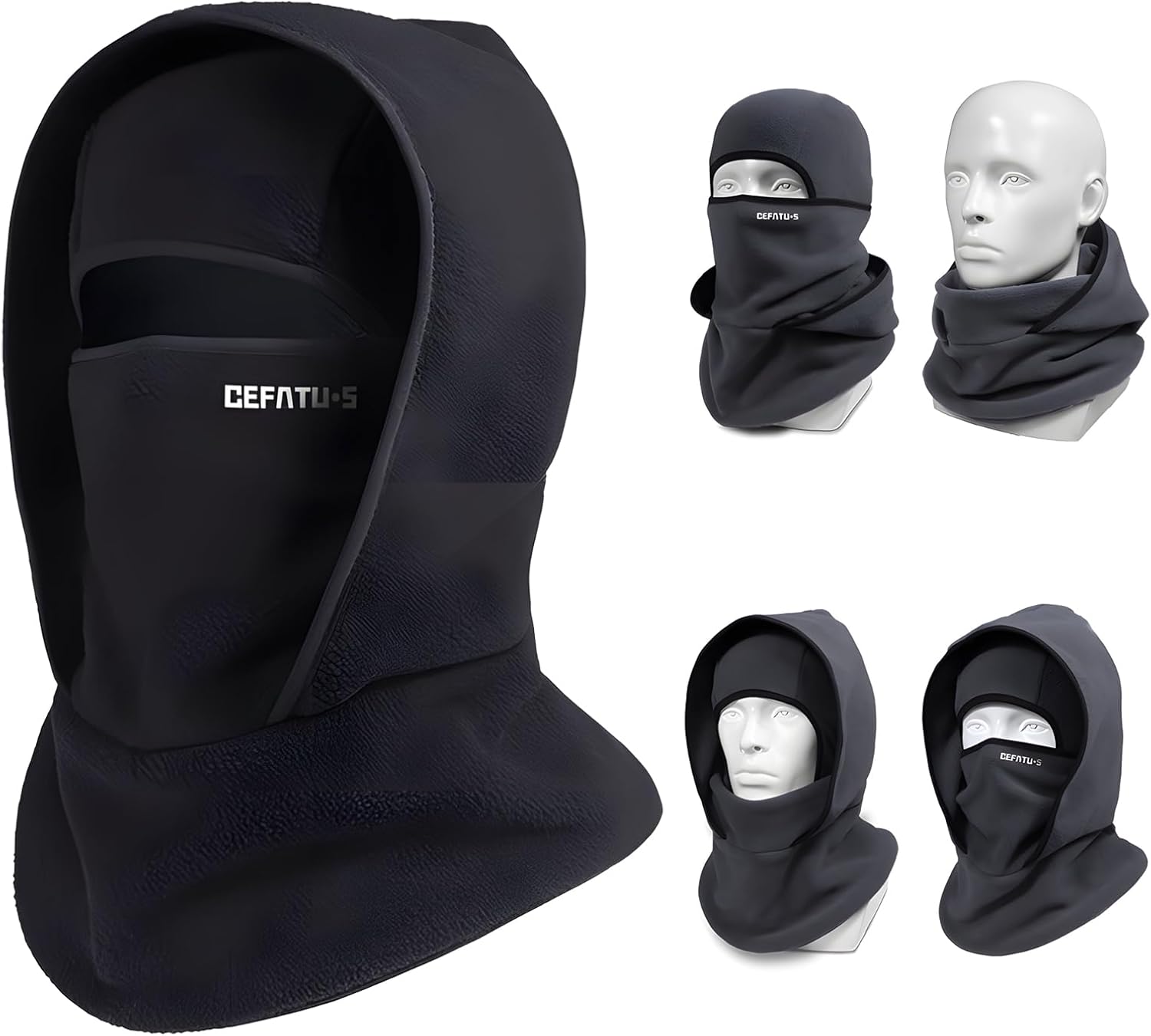 Outdoor Winter Warm Hat Neckband Integrated Cycling Mask Sports Ski Head Cover, Windproof Fleece Thermal Face Mask