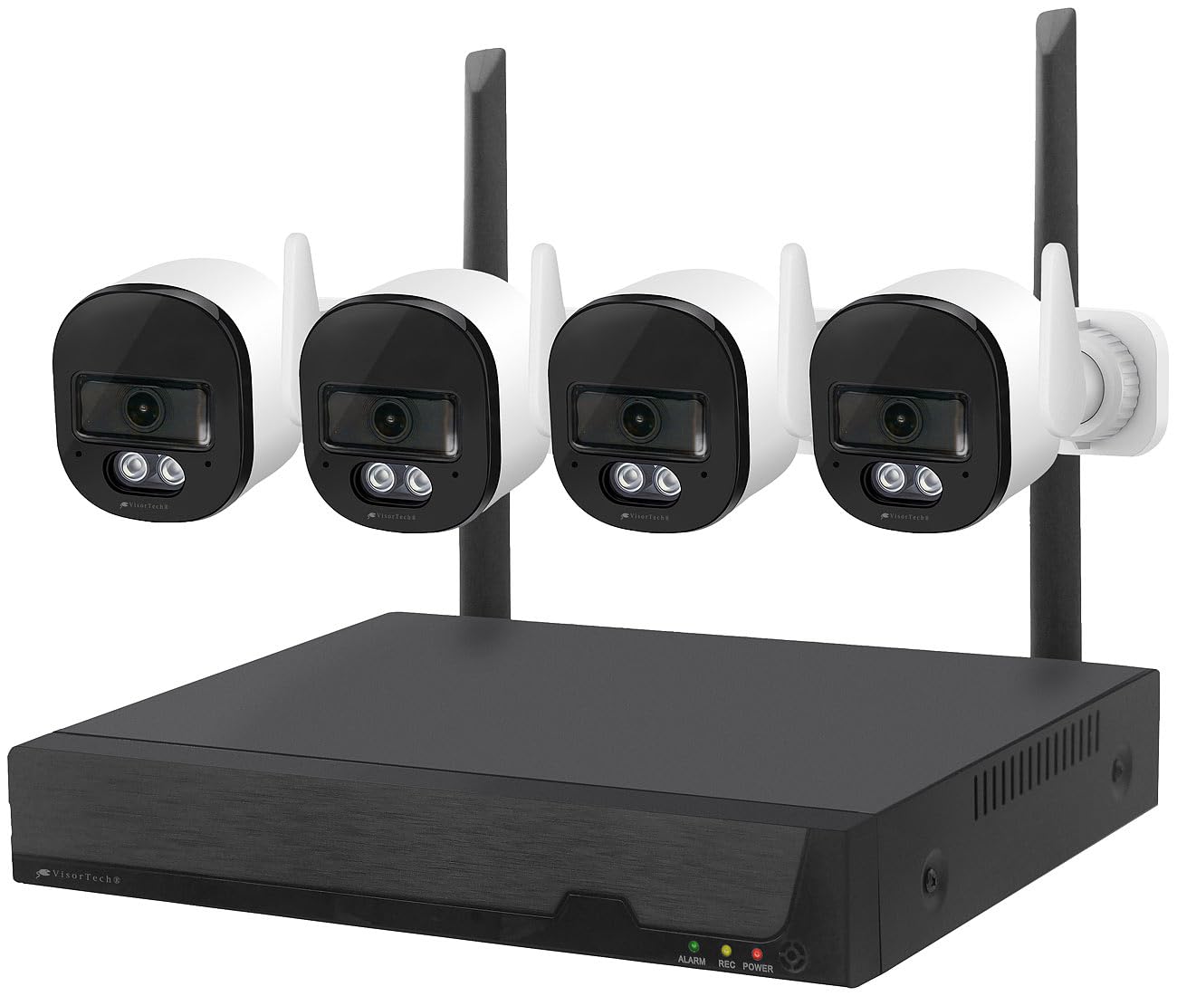 VisorTech Überwachungskamera Set: Plug-&-Play-Überwachungssystem mit 4 Kameras & WLAN 6, hohe Reichweite (Kamera Überwachung, mit Recorder, IP)