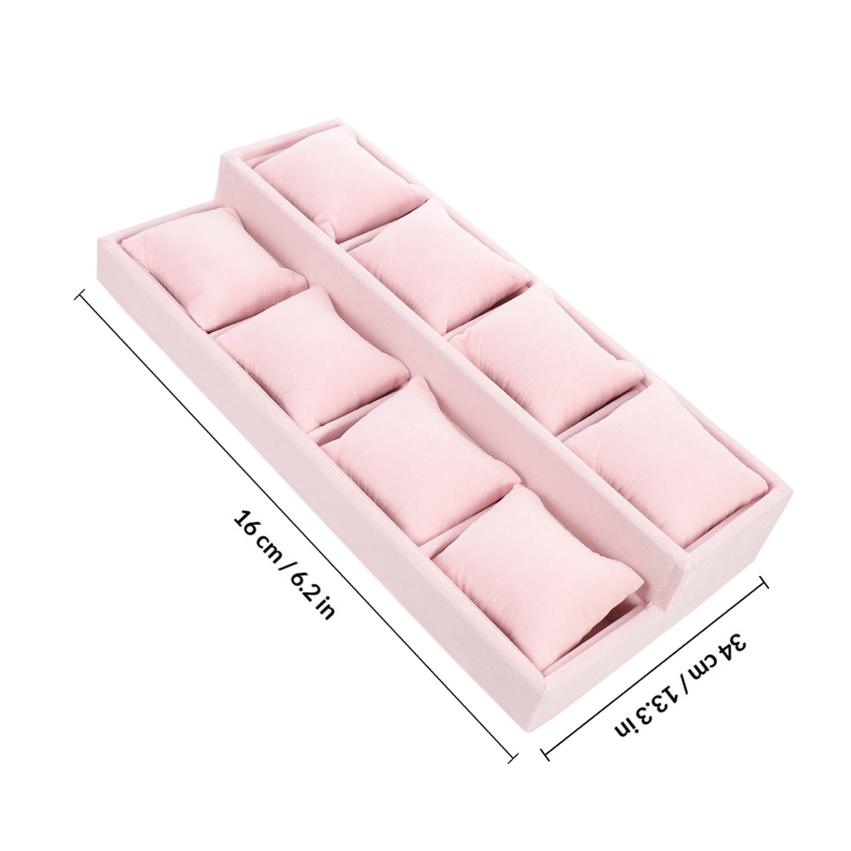 ULTECHNOVO Schmuckkissen Tablett aus Mdf und Flanell, Rosa, für Schmuck | Mehrfachfach Design mit Innenkissen, Leicht und Stabil, für Zuhause und Schmuckgeschäft, zur Aufbewahrung Kleiner Accessoires