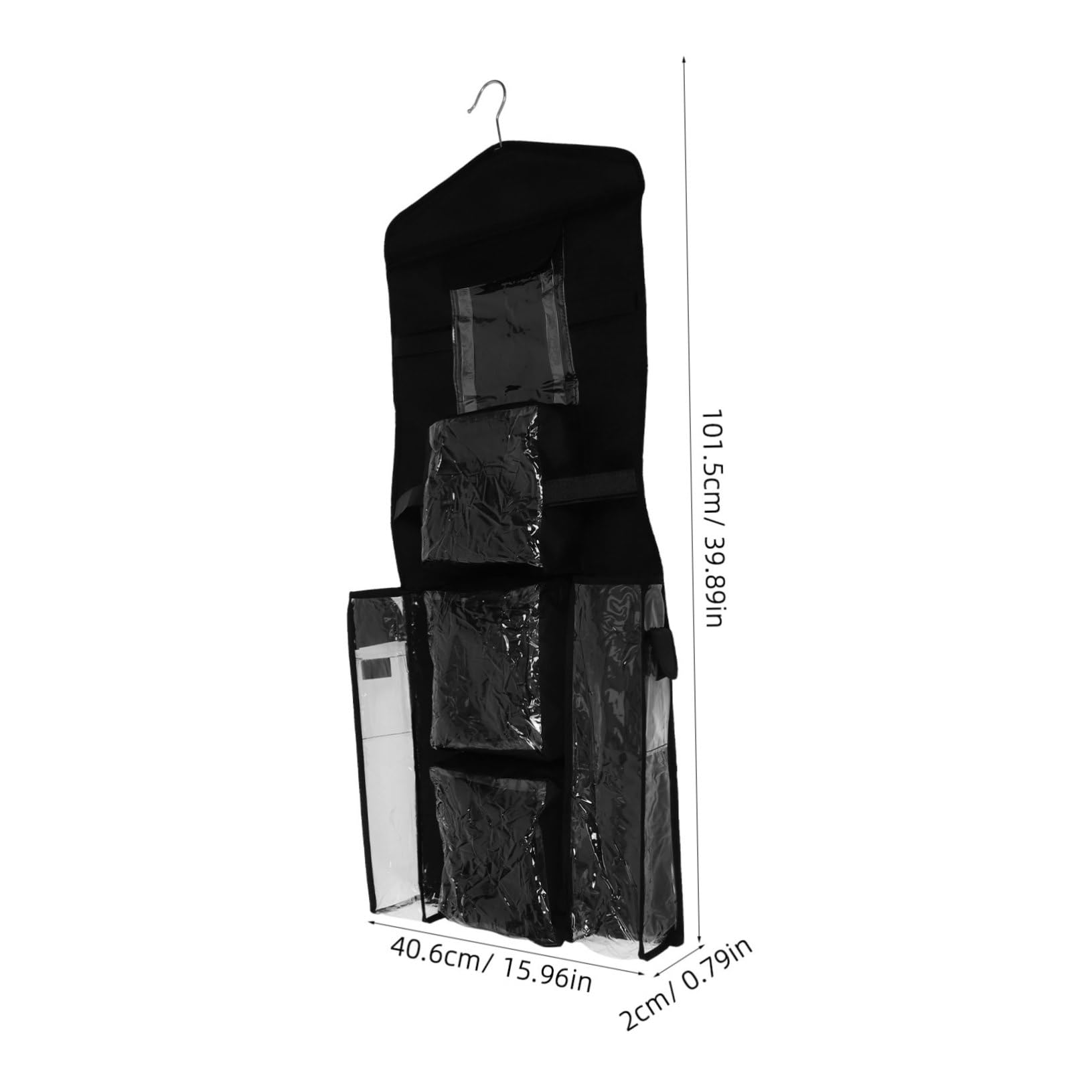 Hängender Geschenkpapier Organizer mit Haken, Schwarz, Polyester | Tür oder Schrank, Langlebige Kunststoff Details, Schlankes Minimalistisches Design