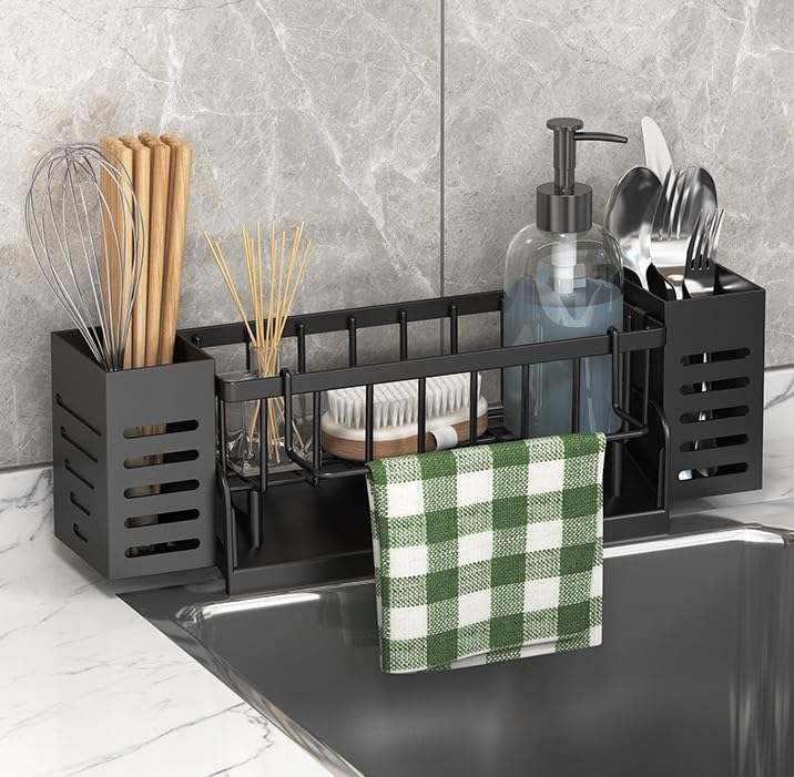 Koolkasa Sink Caddy Sponge Holder, Kitchen Sink Organiser with Brush Holder