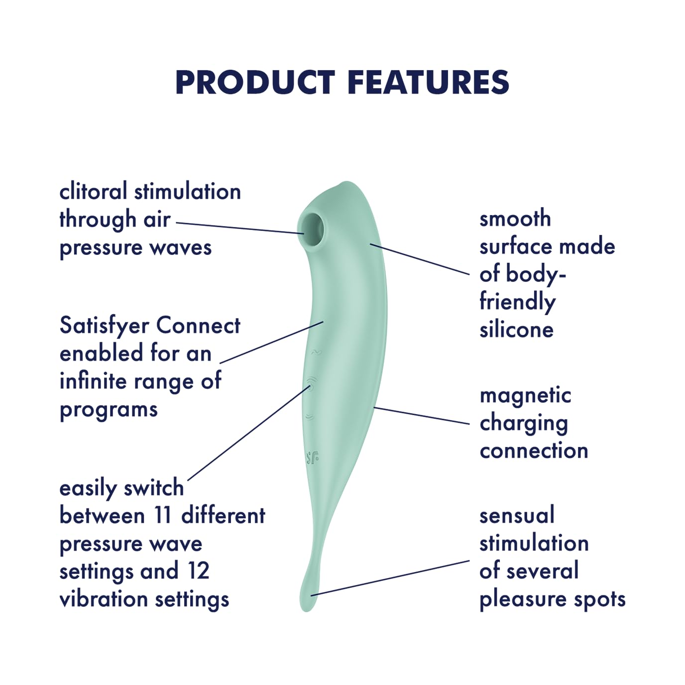 Satisfyer Twirling Pro Connect App Dildo Vibratore a Onde di Pressione | Sex Toys Clitorideo da Donna | Silicone delicato sul Corpo | Controllo Bluetooth e App | Silenzioso e Potente