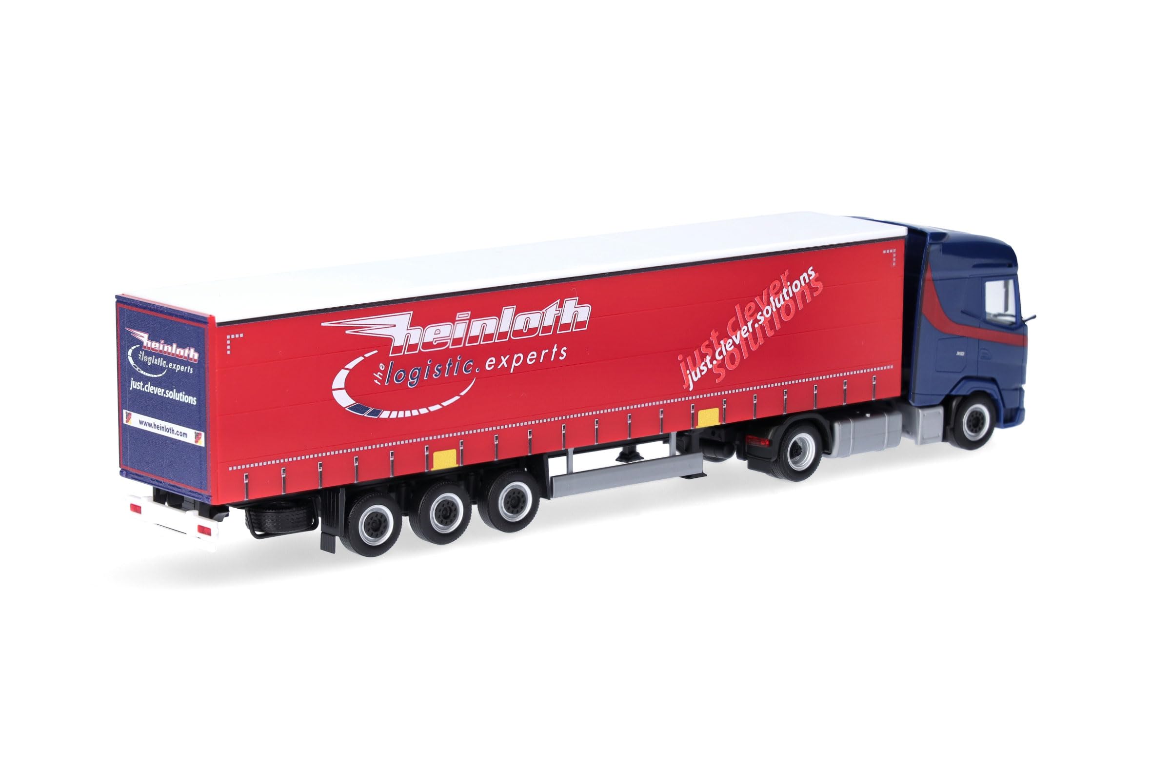 Herpa LKW Modell DAF XG Gardinenplanen-Sattelzug Heinloth, Miniatur im Maßstab 1:87, Sammlerstück, Made in Germany, Kunststoff