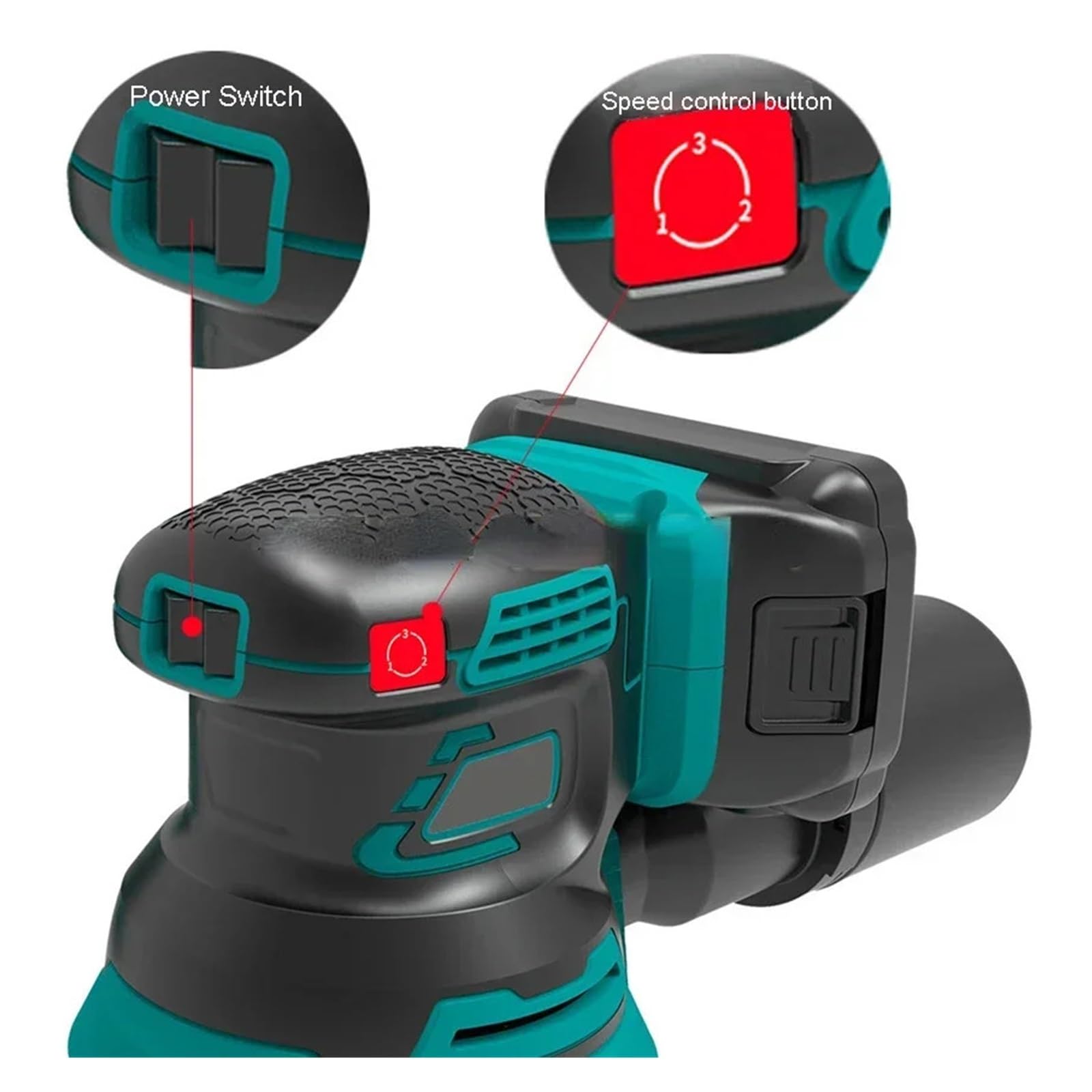 Lijadora Orbital Aleatoria Eléctrica Sin Escobillas De 125 Mm, Amoladora De Madera, Pulidora, Lijadora Redonda, 3 Velocidades For Batería De 18 V FáCil De Usar