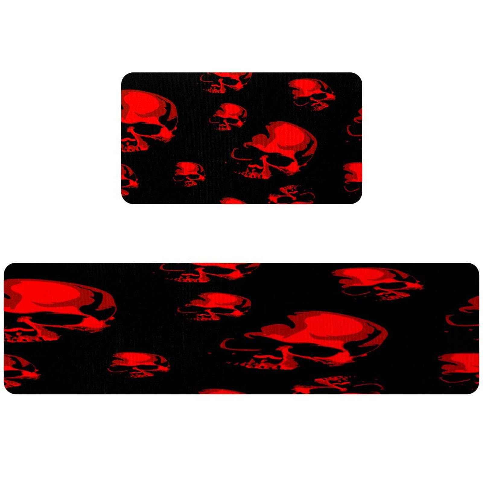Tapis de cuisine d'Halloween tête de mort lot de 2 absorbants lavables
