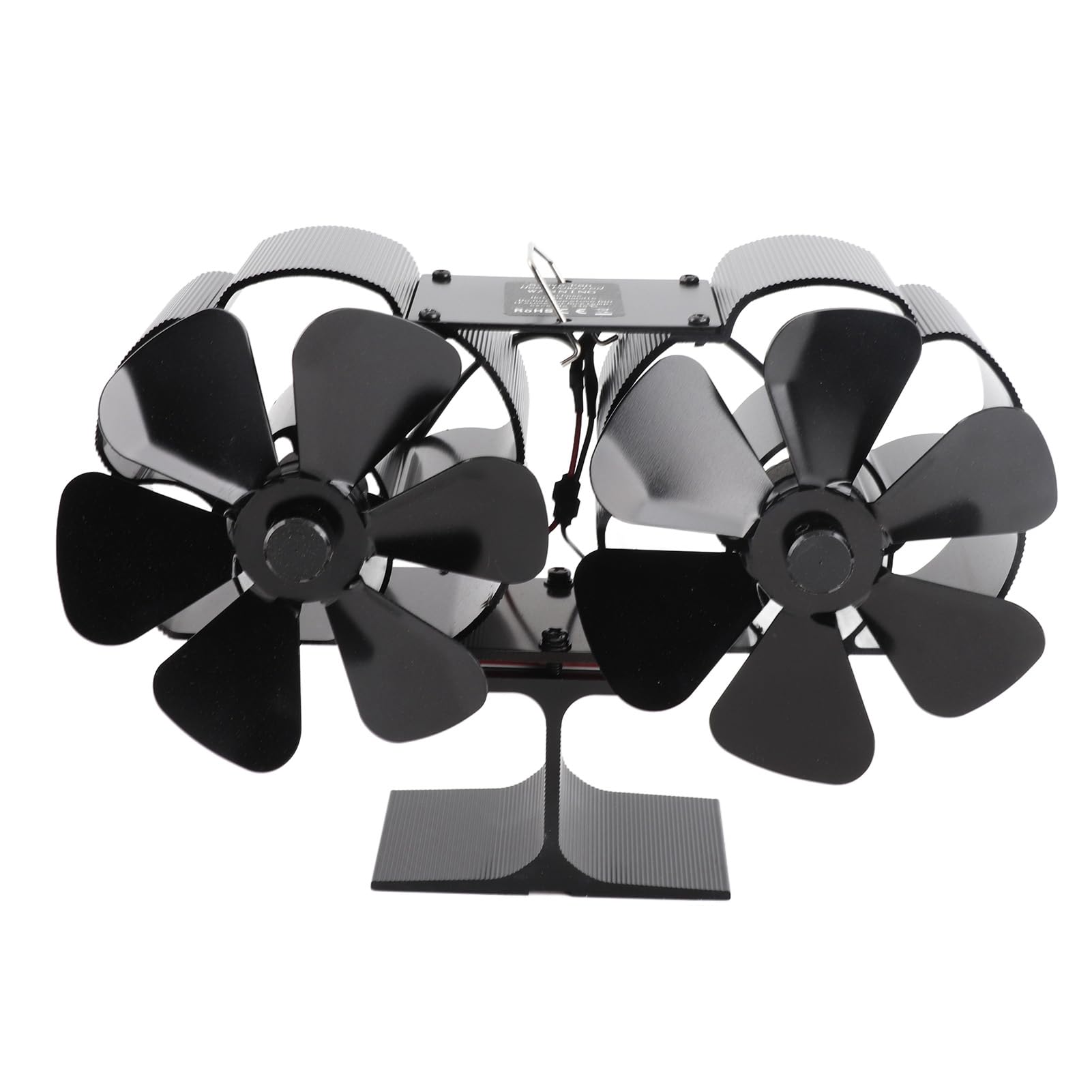 Ventilatore per camino a doppia testa 6 pale Potenza termica Ventilatore per stufa nero Resistente alle alte temperature ambientale