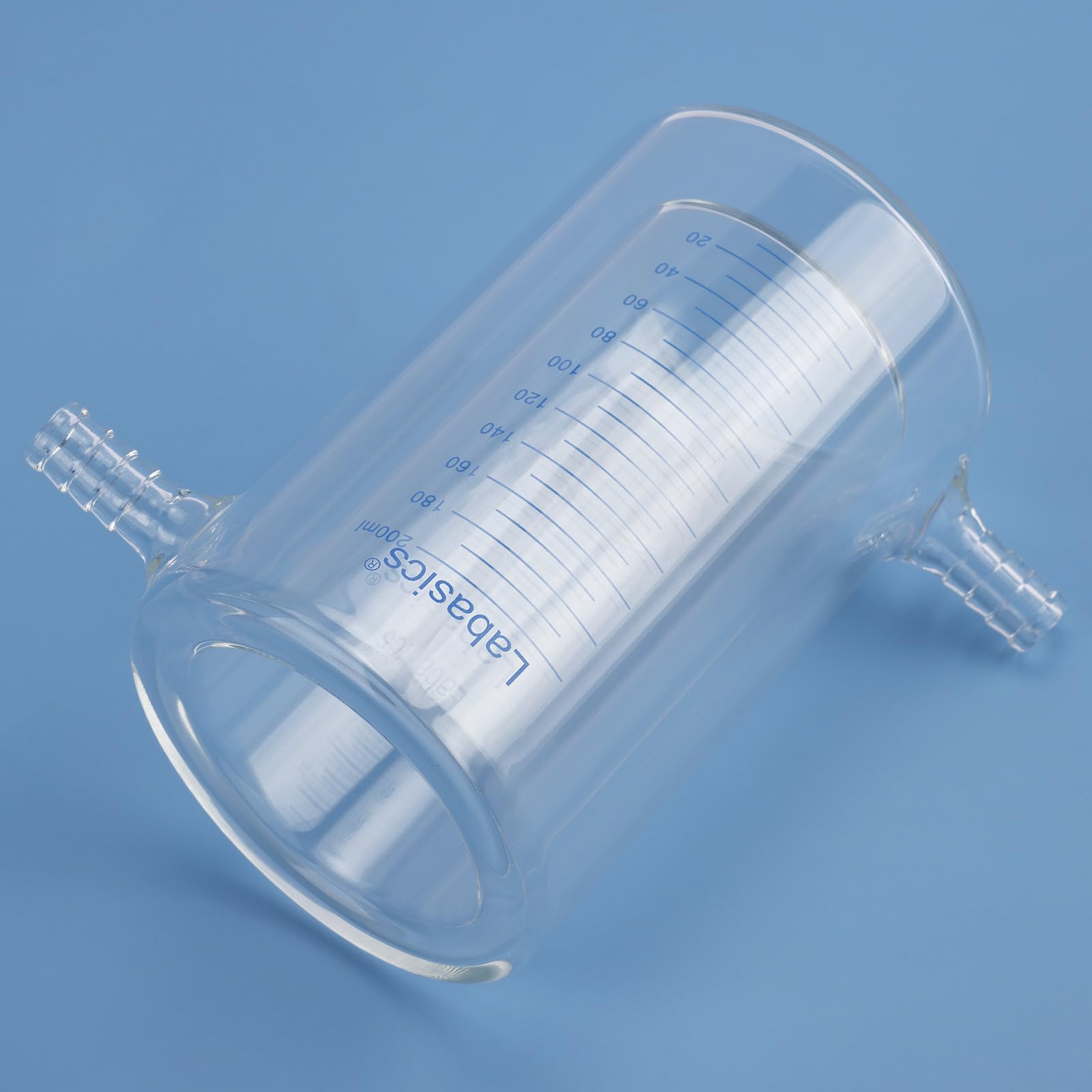 Labasics Becher con Giacca, Realizzato in Vetro Borosilicato di Alta, Vetro da Laboratorio Doppio Strato per Controllo Termico e Reazioni Chimiche, 200 ml