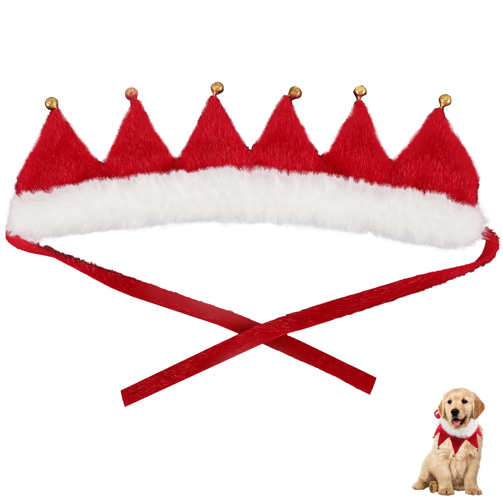 Christmas Pet Collar Adjustable Dog Collars with Jingle Bell Christmas Costume Accessories for Small Dog Cat Puppy Kitten Size L