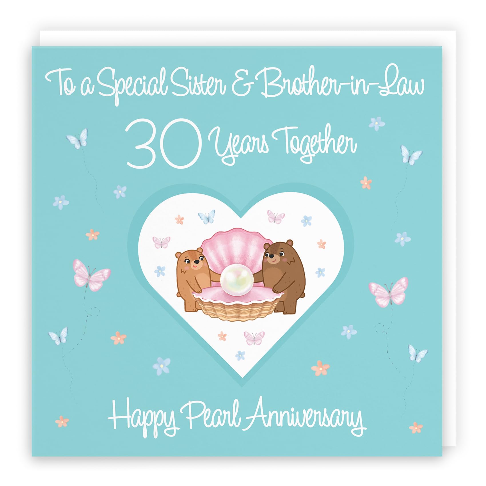 Hunts England, Sister & Brother-in-Law 30th Anniversary Card, 30 Years, Pearl Anniversary, Romantic Meadows, Fun Card