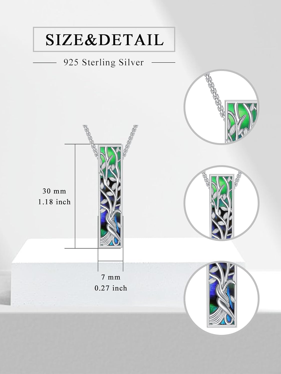 Urn Necklaces for Ashes 925 Sterling Silver Abalone Shell Cremation Jewelry for Ashes Keepsake Locket Pendant for Women Human Pet - Image 2