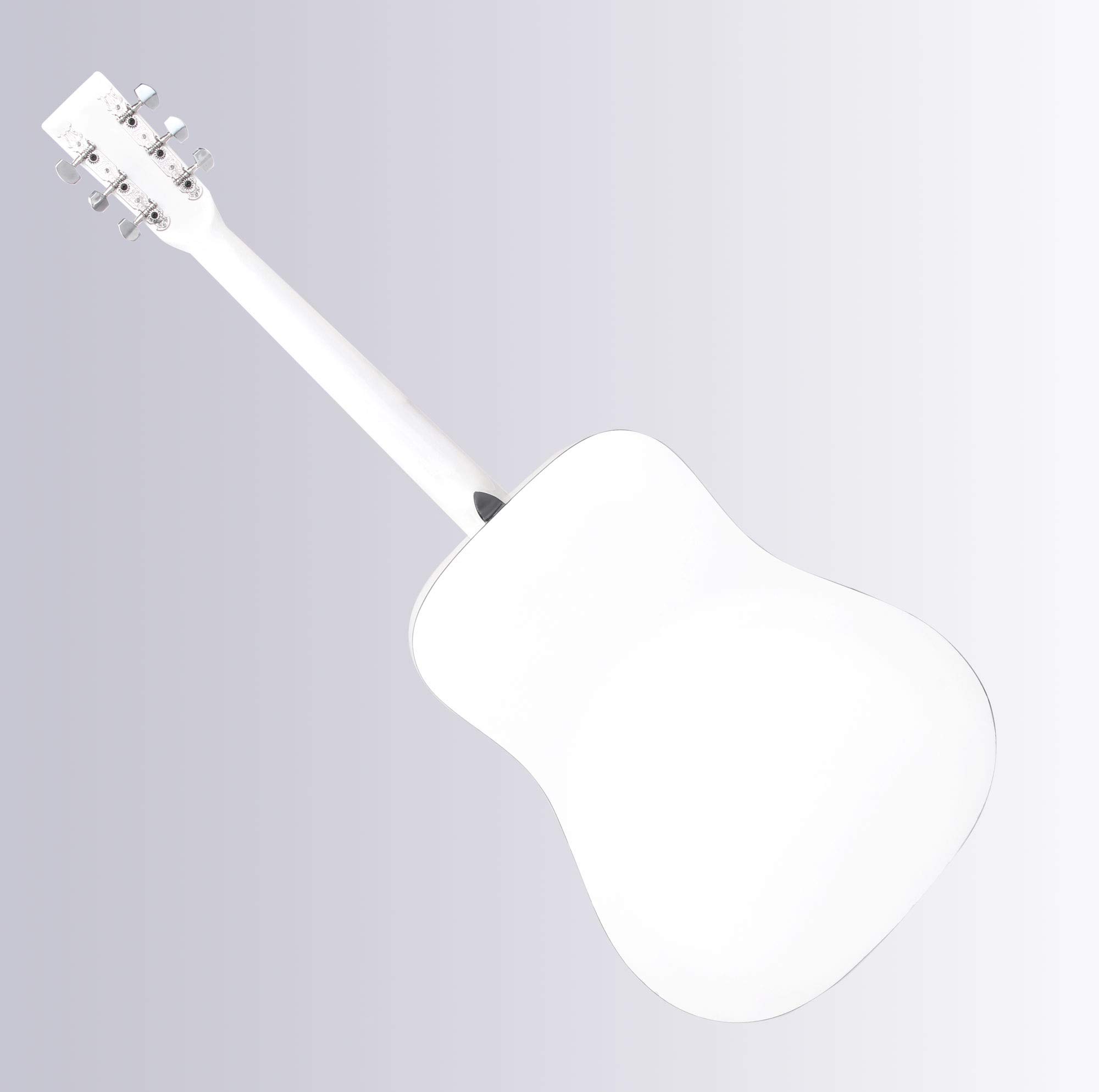 Classic Cantabile WS-10WH Westerngitarre Starter-Set (Dreadnought-Style, 6 Saiten, 20 Bünde, inkl. Zubehörset, Gitarrentasche, Notenheft, Saiten, Plektren) weiß