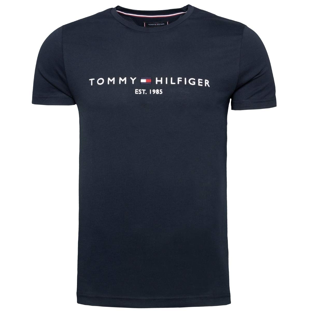 Tommy Hilfiger Męski T-shirt z krótkim rękawem, logo Core Tommy, okrągły dekolt