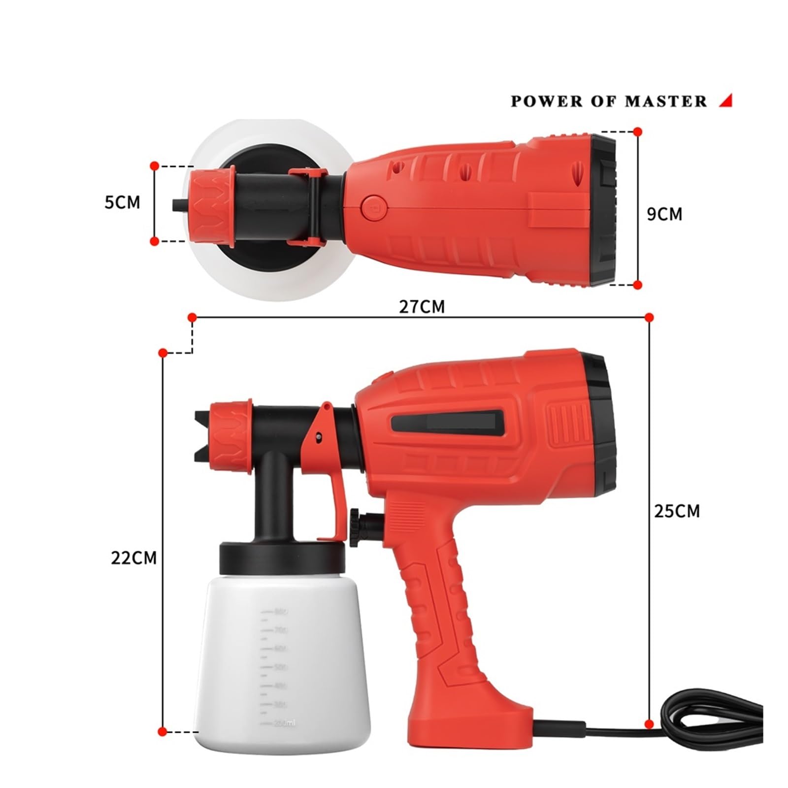 800ML Elektryczny Pistolet Natryskowy Narzędzia Dużej Mocy Pistolet Do Malowania Auto Gospodarstwa Domowego Czerwony Elektryczny Pistolet Natryskowy łAtwa W UżYciu