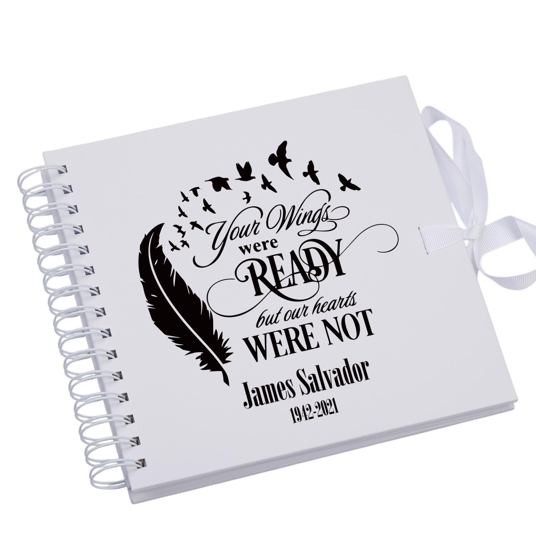 Personalised Memorial Scrapbook, Guest Book, Photo album Wings Were Ready