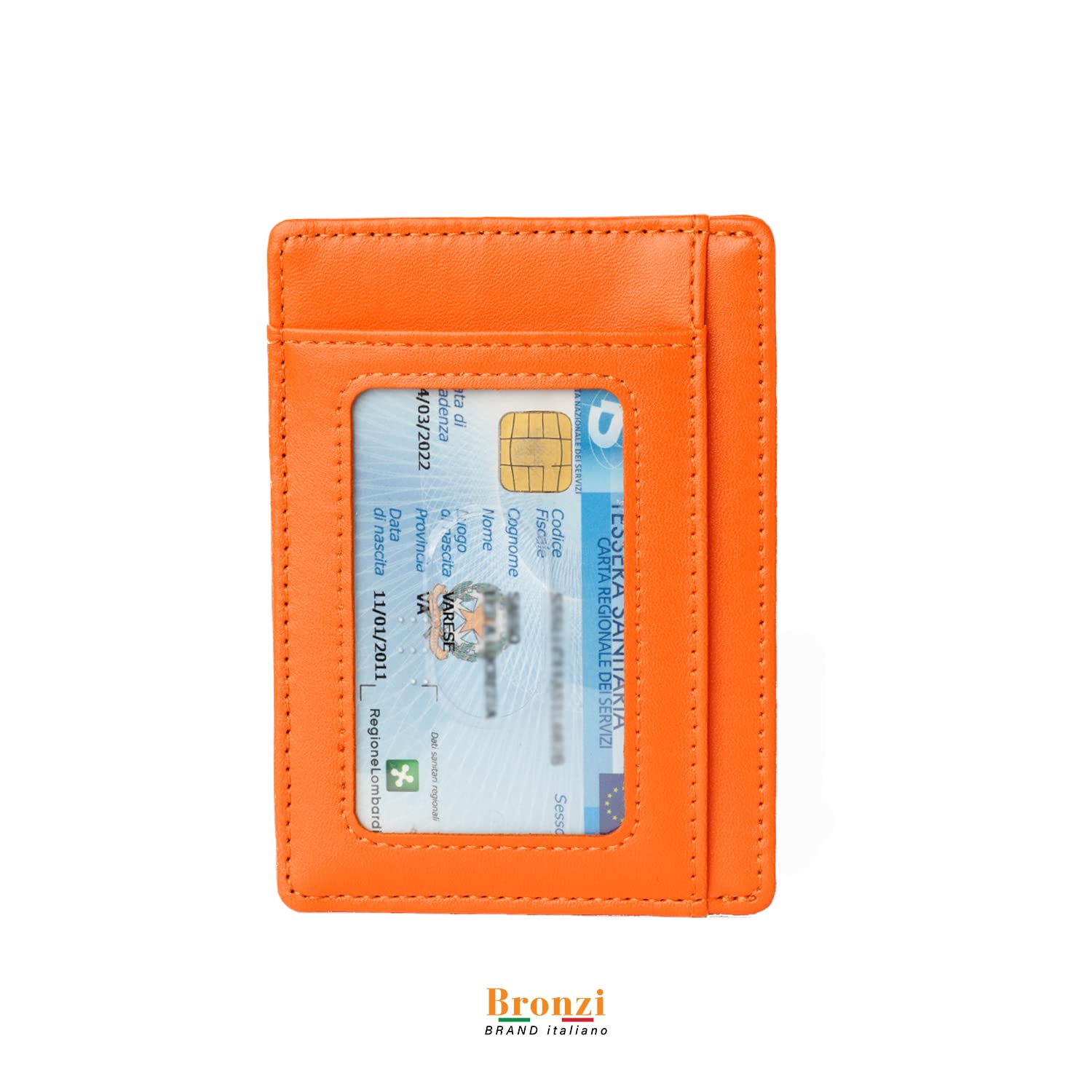 Bronzi® Portafoglio Uomo Slim Piccolo | Portacarte Uomo Donna Portatessere Porta Carte Di Credito | Portafogli Mini Protezione RFID con Portamonete | Box Regalo - Brand Italiano
