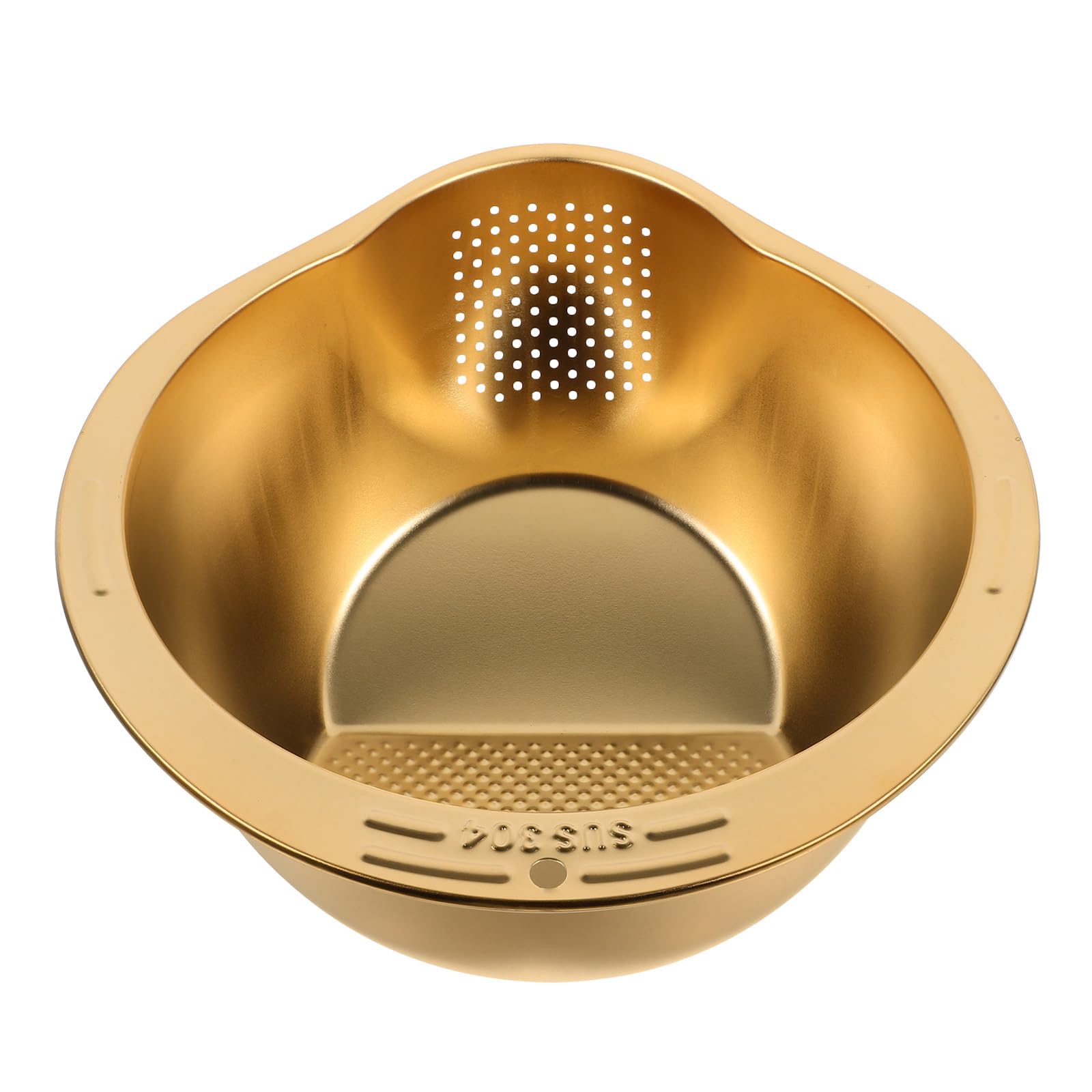 Cesta Dorado Lavado Inoxidable de Arroz de Acero para Cocina | Lavado de Verduras y Frutas, Filtrado Eficaz, Vertido Sencillo, Uso Diario en Cocina, Diseño Elegante