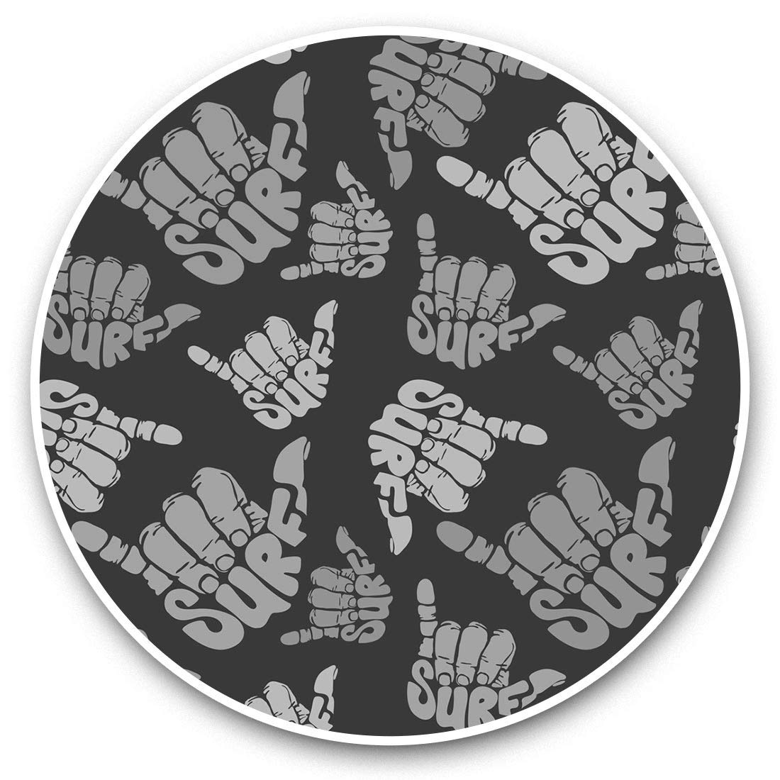 Destination Vinyl Ltd Bw Shaka Surf Hand Surfing Summer 41047 2 X 20Cm Vinyl Stickers (Bw) - Cool Shaka Surf Hand Surfing Summer 41047