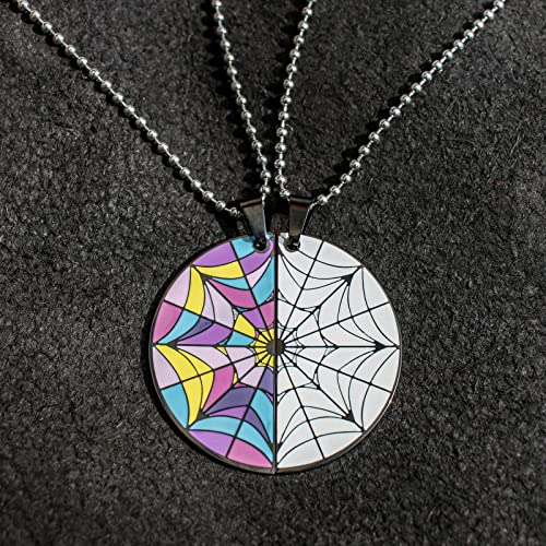 huiphong 2 Pcs Friendship Necklace BFF Matching Web Window Halloween Necklace for Women Men2