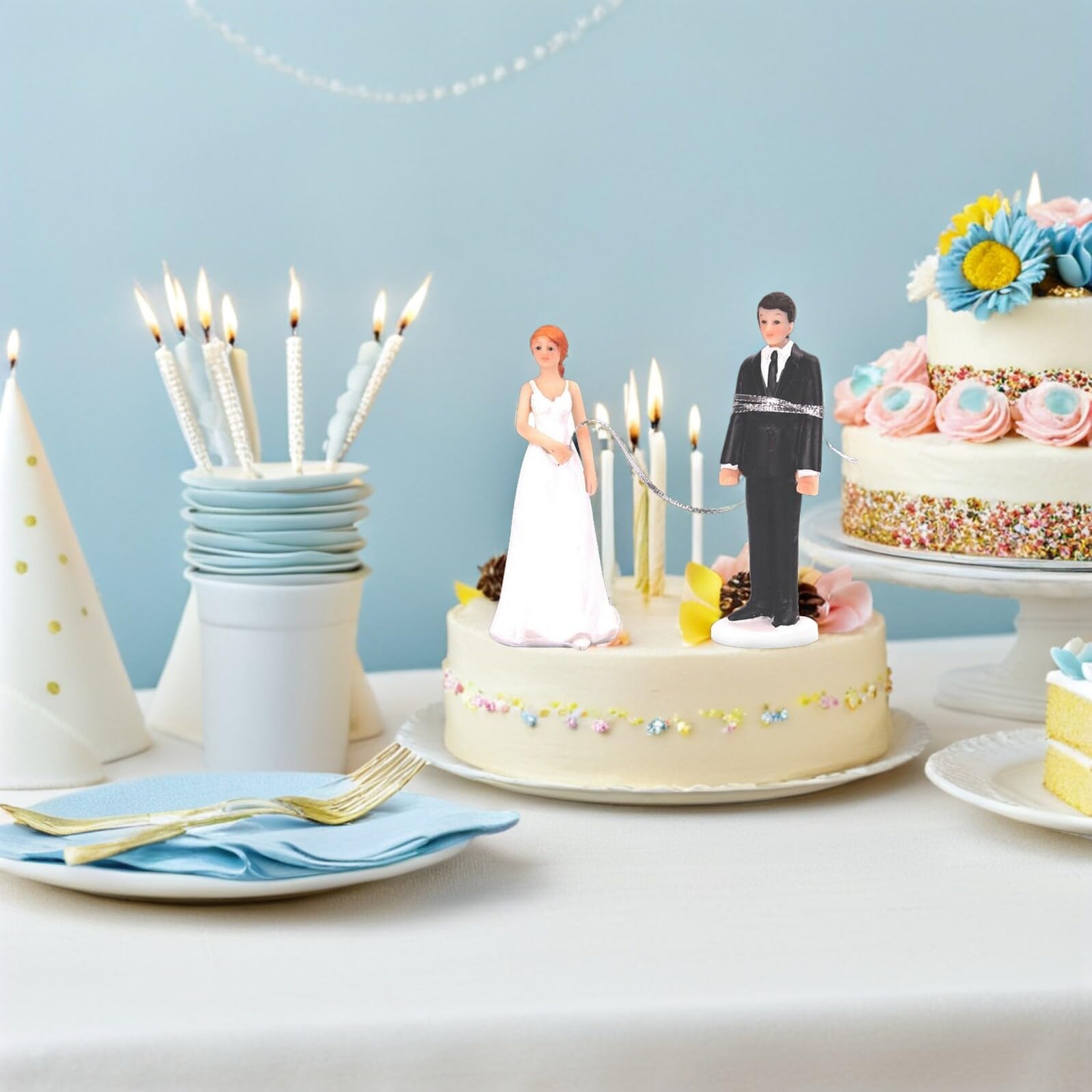 Healifty Brautpaar Tortenfigur 5.31 Zoll Harz Hochzeit Dekoration Lustige Braut Figur Geschenk Für Verlobung Und Pärchen