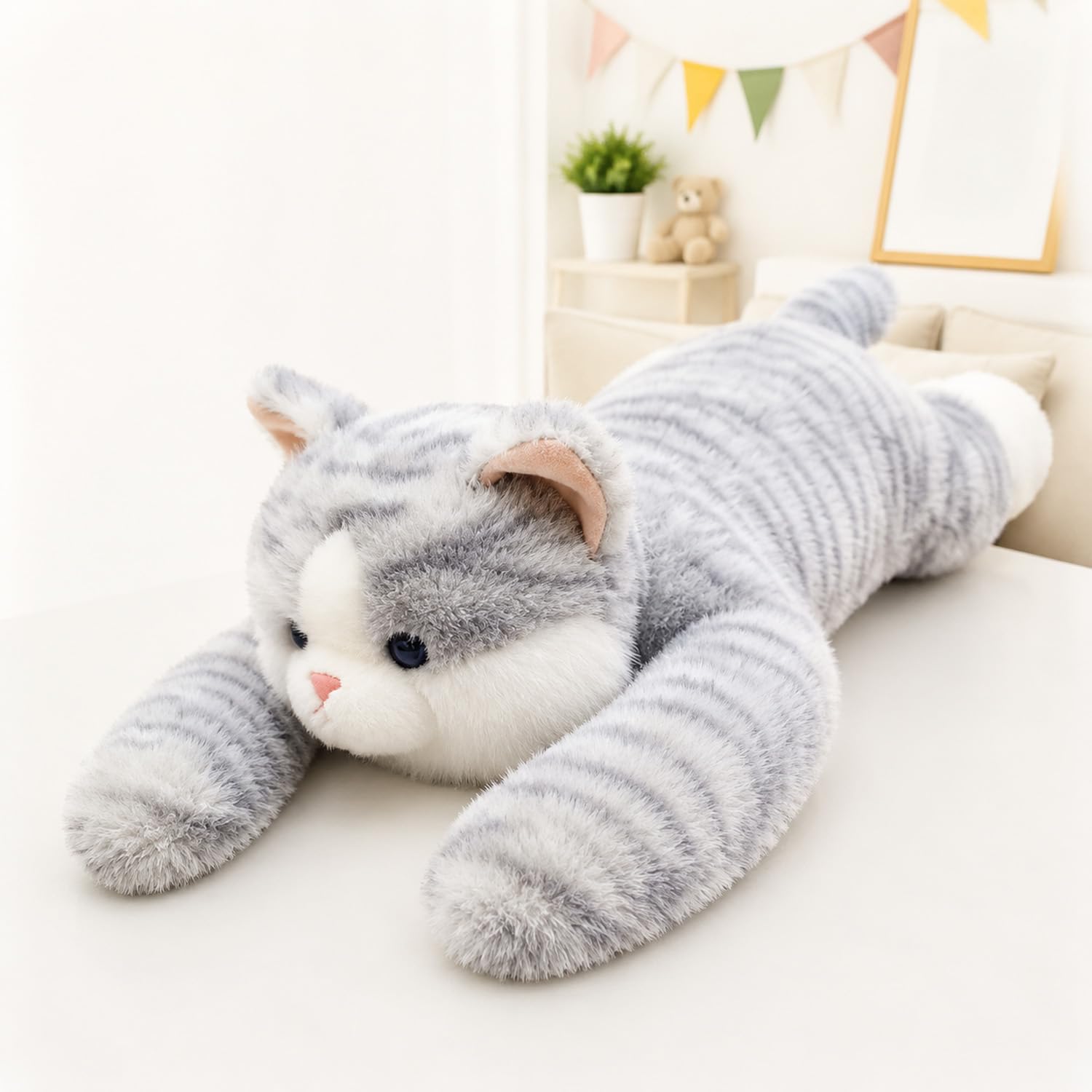 Heyhaho Weighted Plush Animals, Weighted Plush Teddy，Gray Cat：65CM