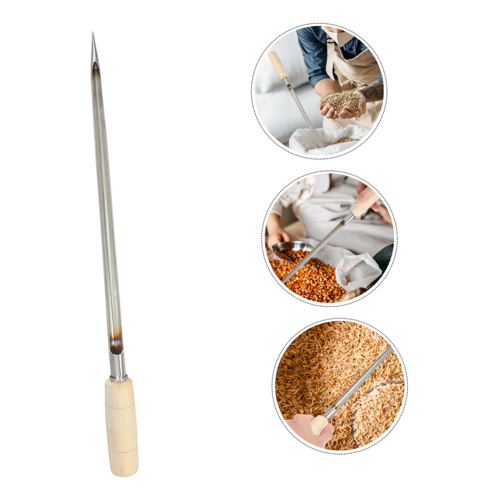 ULTECHNOVO 3 Muestreadores De Grano De Metal Con Mango De Tubo De Muestreo De Trigo Herramienta De Muestreo De Suelo De Acero Inoxidable Para La Recolección De Cereales De Arroz.
