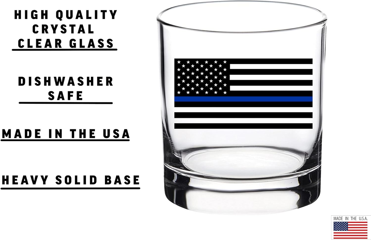 Rogue River Tactical Thin Blue Line Old Fashioned Whiskey Glass Drinking Cup Gift For Police Officer Law Enforcement - Image 2