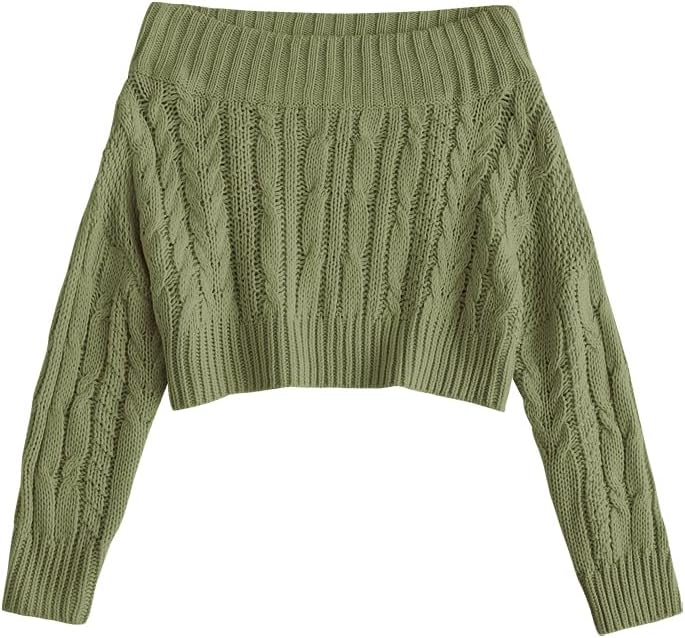 ZAFUL Women V Neck Button Knit Crop Sweaters Batwing Sleeve V Back Ribbed Hem Pullover Sweater