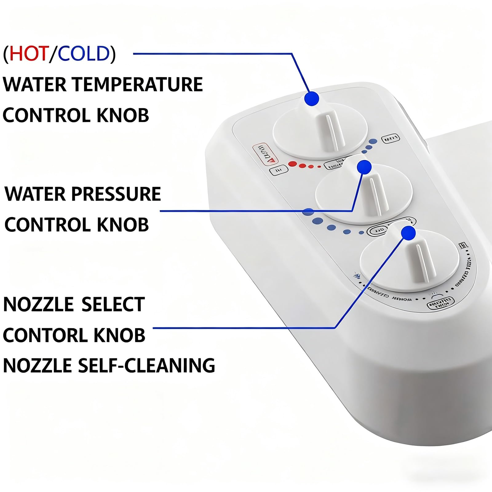 Bidet Higienicas para wc Bidé Accesorio para Inodoro Limpieza Delantera y Trasera Baño Adaptador Inodoro Accesorio para Bidé de Agua Caliente y Fría Fácil Instalación