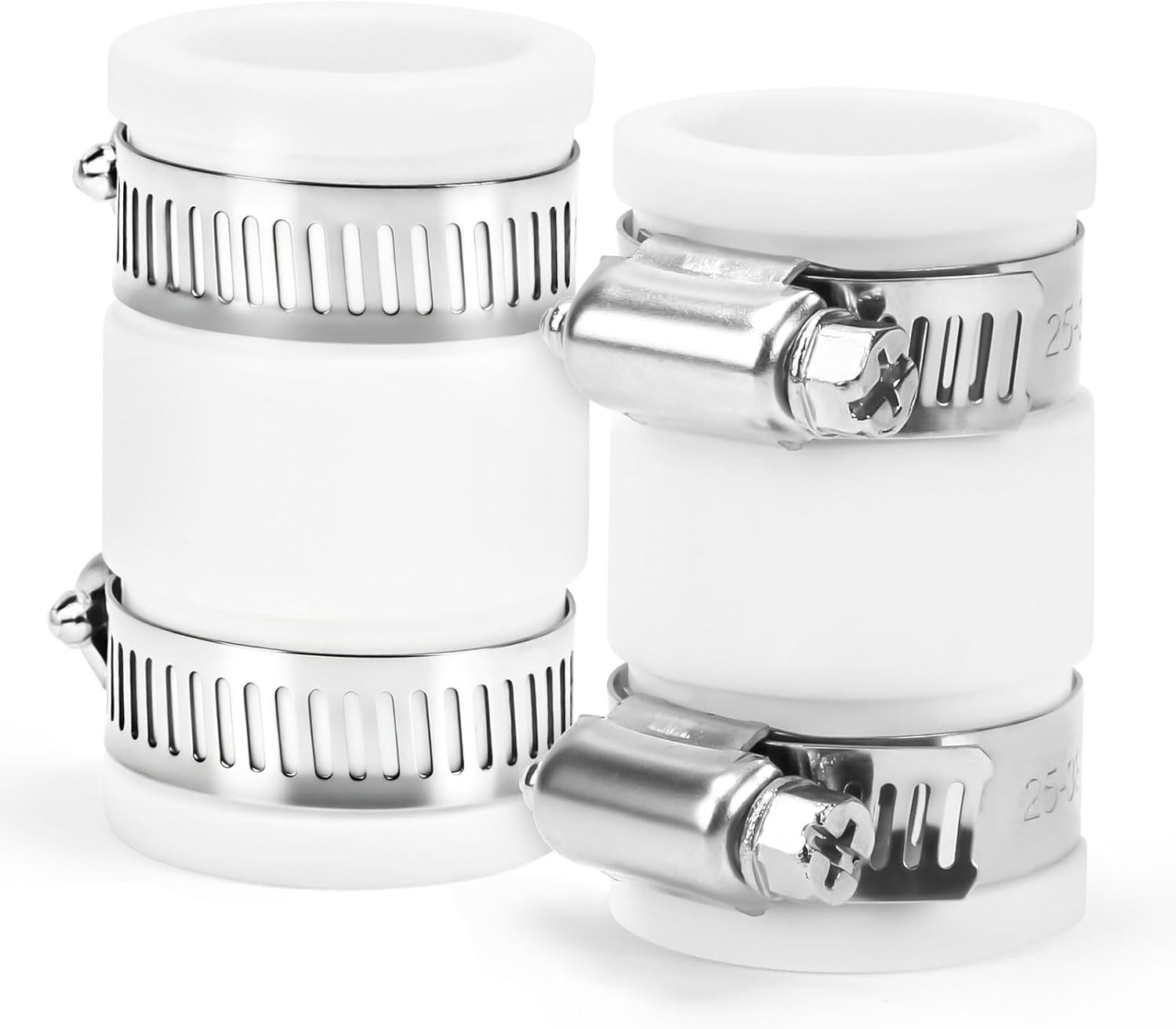1056-075 3/4” Flexible PVC Pipe Coupling for Plumbing Connection, 2 Pack | Coupling Connector/Condensate Pipe Fittings with Stainless Steel Clamps Fits Plastic & Copper Pipes for Leak-Proof Sealing