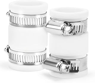 3/4”1056-075 Flexible PVC Pipe Coupling for Plumbing Connection, 2 Pack | Coupling Connector/Condensate Pipe Fittings with Stainless Steel Clamps Fits Plastic & Copper Pipes for Leak-Proof Sealing