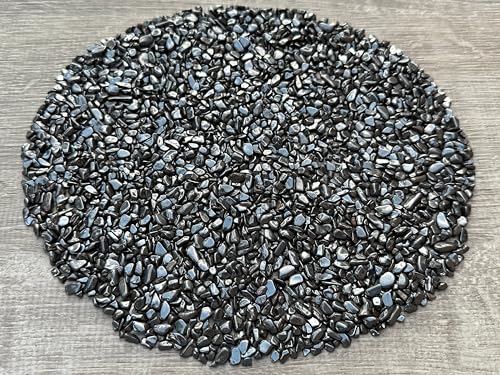 Image of 2 oz Lot Natural Semi Tumbled Hematite Gemstone Chips, Hematite Crushed Mini Crystals, Undrilled Crystal Chips (Hematite Small)