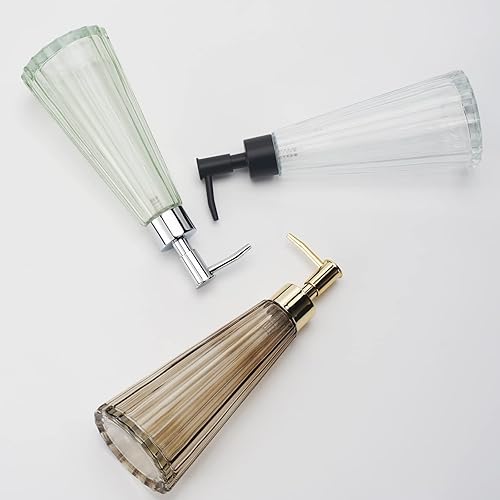 Miniatura 8 de IVAILEX Dispensador de jabón de manos de 10 oz10.1 fl oz para baño, dispensador de jabón de cocina, dispensador de jabón de vidrio con bomba negra a