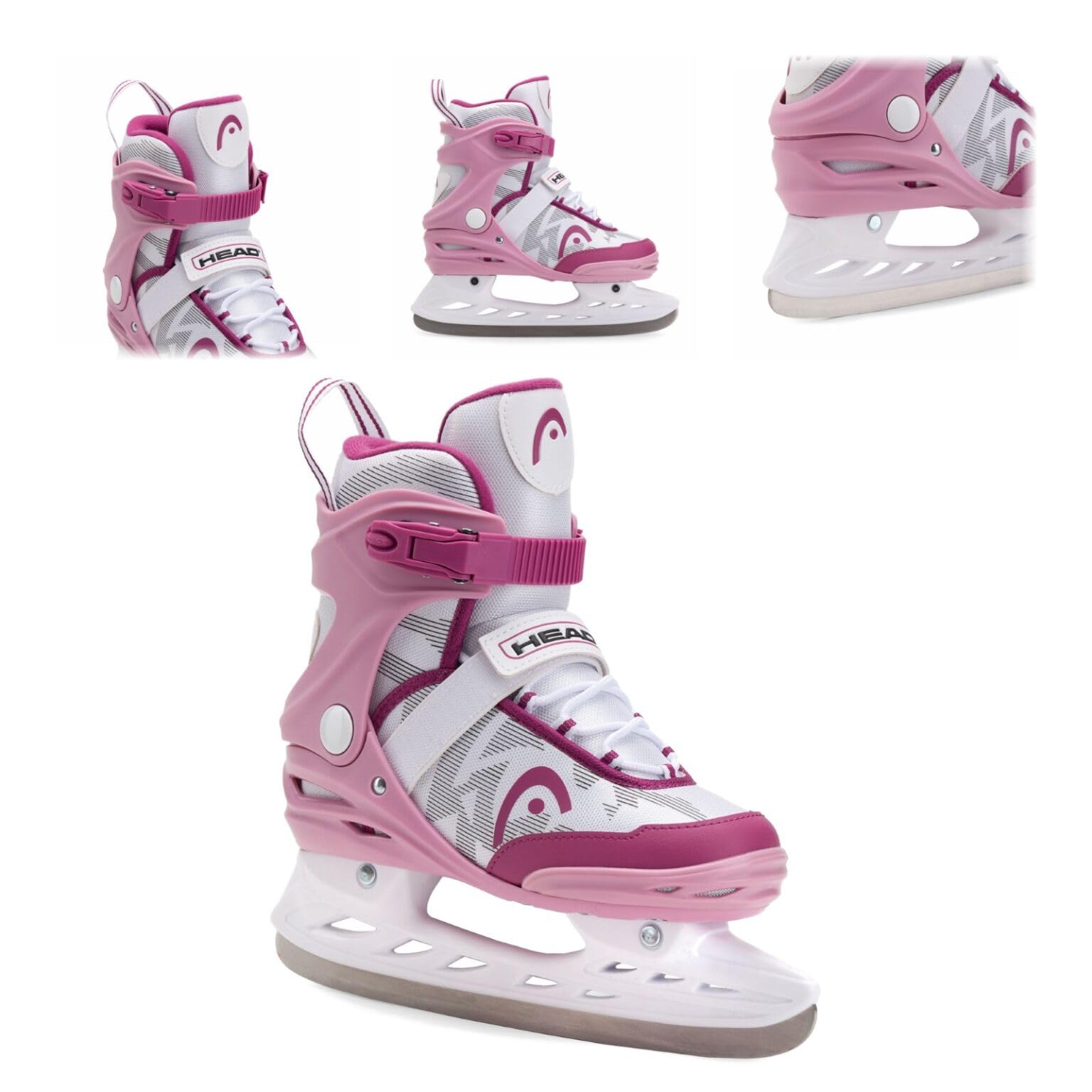 Head Icebreaker Freizeit-Schlittschuhe – für Anfänger und Fortgeschrittene, rostfreie Stahlkufen, Schnallen und Klettverschlüsse (PINK, 39)