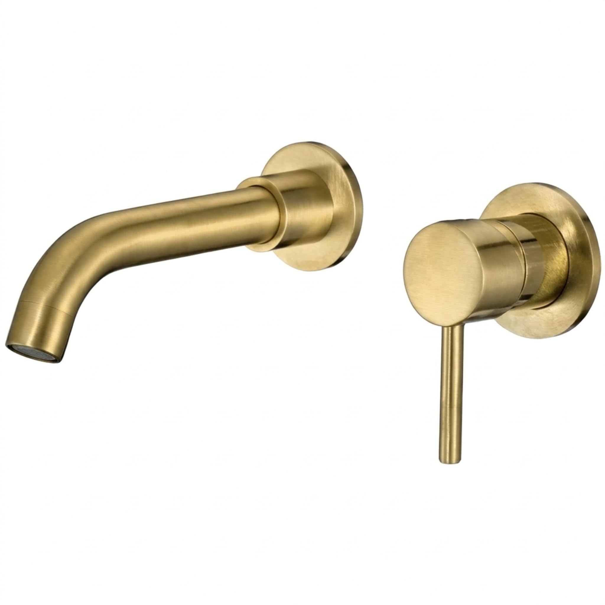 VALAZ Grifo Lavabo Dorado Cepillado Protección PVD Empotrado | Grifo Lavabo Monomando, Agua Fría y Caliente, Ahorro de Agua | Instalación Fácil | Latón, Inoxidable, Redondo, Caño 15 cm, Serie Guadiana
