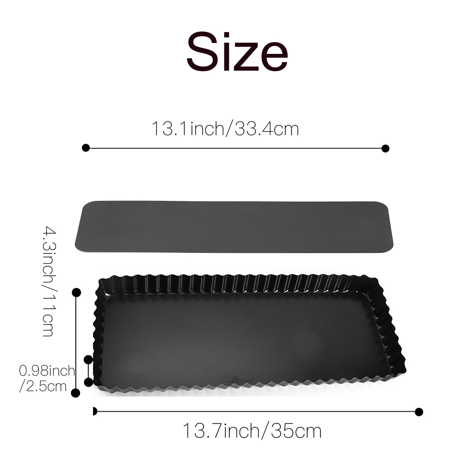 Bellabon Prostokątna forma do tarty z podnoszonym dnem, prostokątna forma do quiche, formy do tart, forma do quiche ze zdejmowanym dnem z podnoszonym dnem, do ciast, muffinek i ciasteczek 36 x 14 x 3