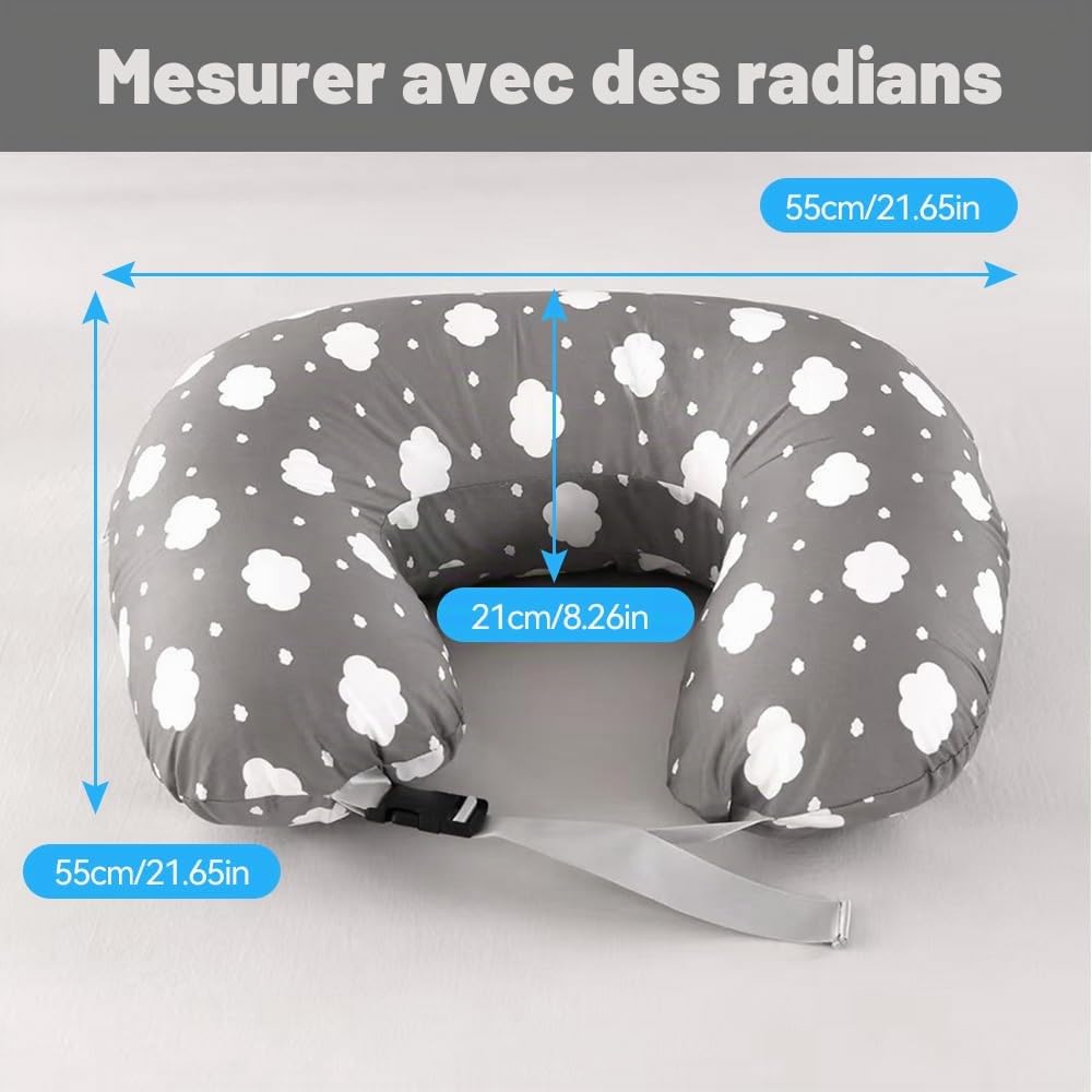 Labtec Coussin d'allaitement multifonctionnel Coussin d'allaitement pour bébé avec sangle de taille réglable, coussin de soutien pour bébé, housse amovible 100 % coton, cadeau de grossesse, grande