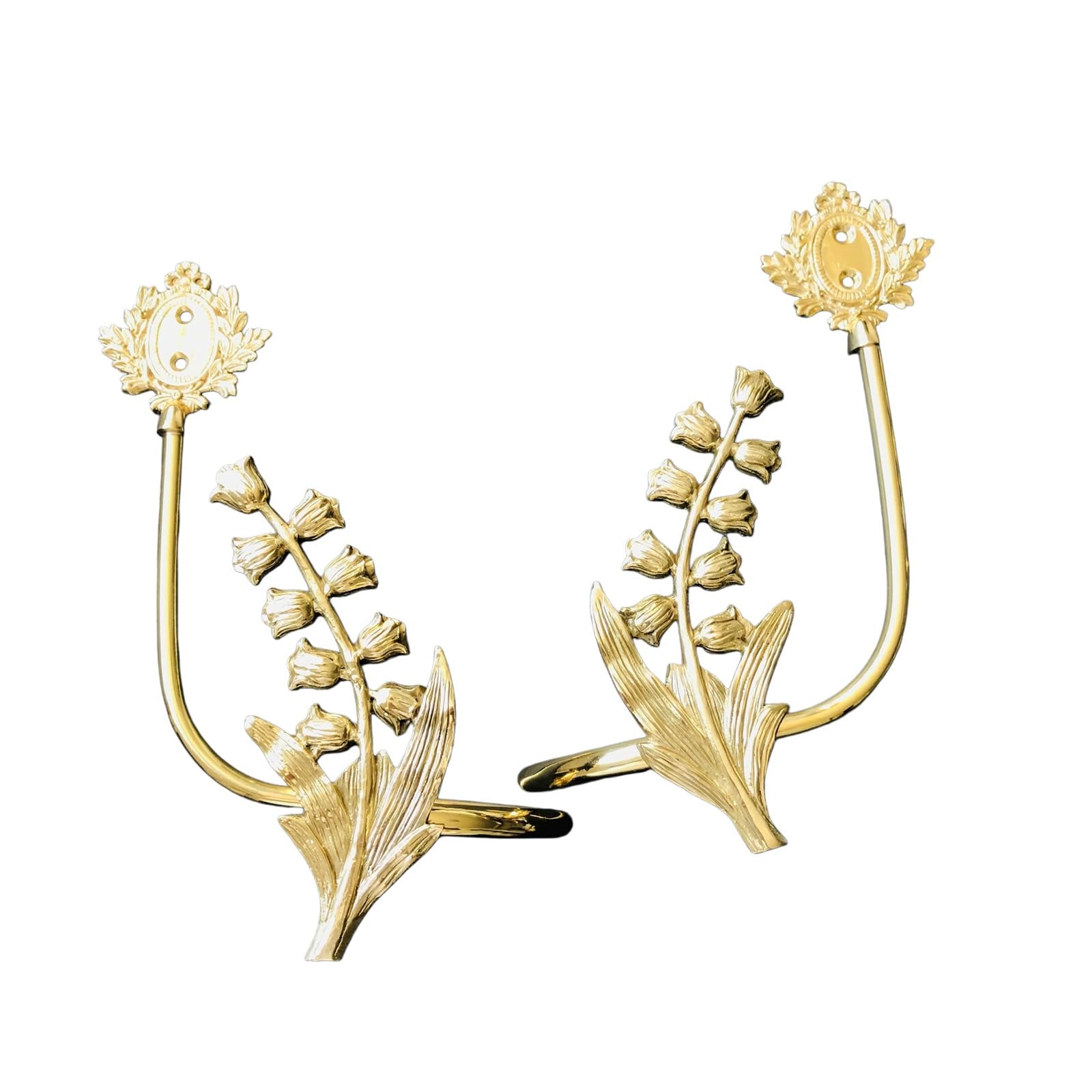 Curtain Holdbacks (Set of 2), Wall Mounted Drapery Tiebacks with Screws, Brass Decorative Window Drapery Holder Curtain Hook