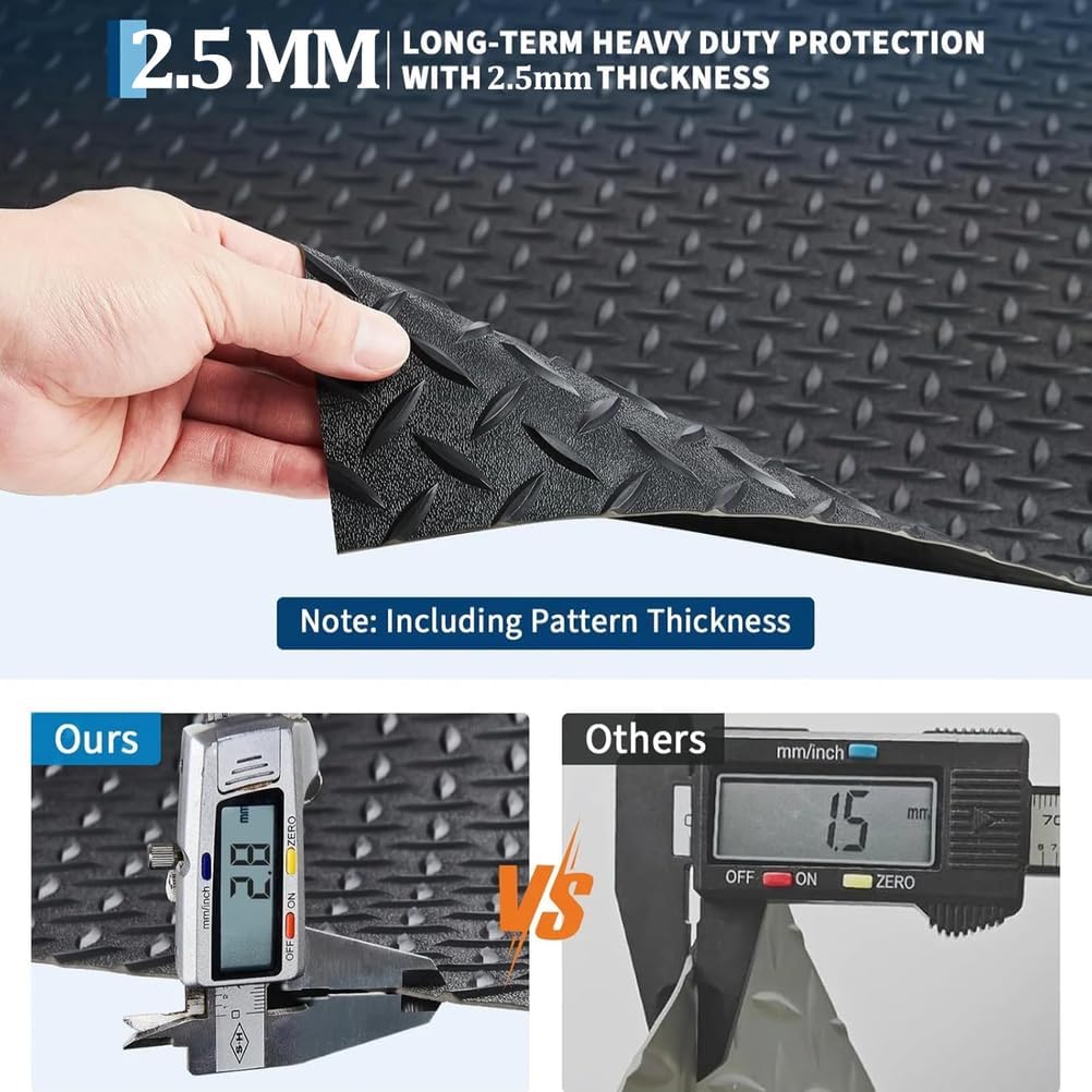 Heavy Duty Non-Slip Vinyl Garage Flooring Mat, 2.5mm Thick, 4x19.6 FT - Durable Floor Protector for Garage, Warehouse, Workshop, Basement & Gym,Grey