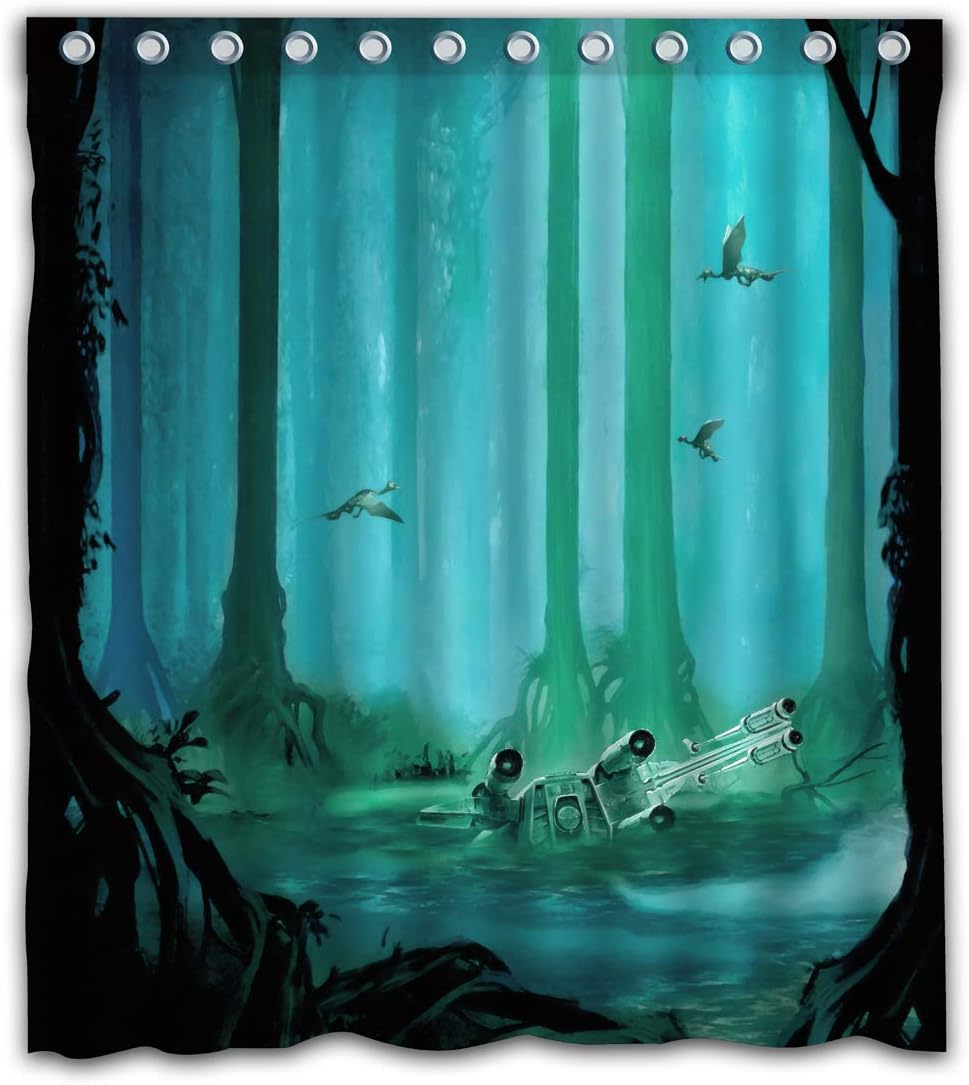 Cool Design Dagobah Green Forest Thick Heavy Waterproof Fabric Shower Curtain 12 Holes for Bathroom Decor - 66x72 InchesL8